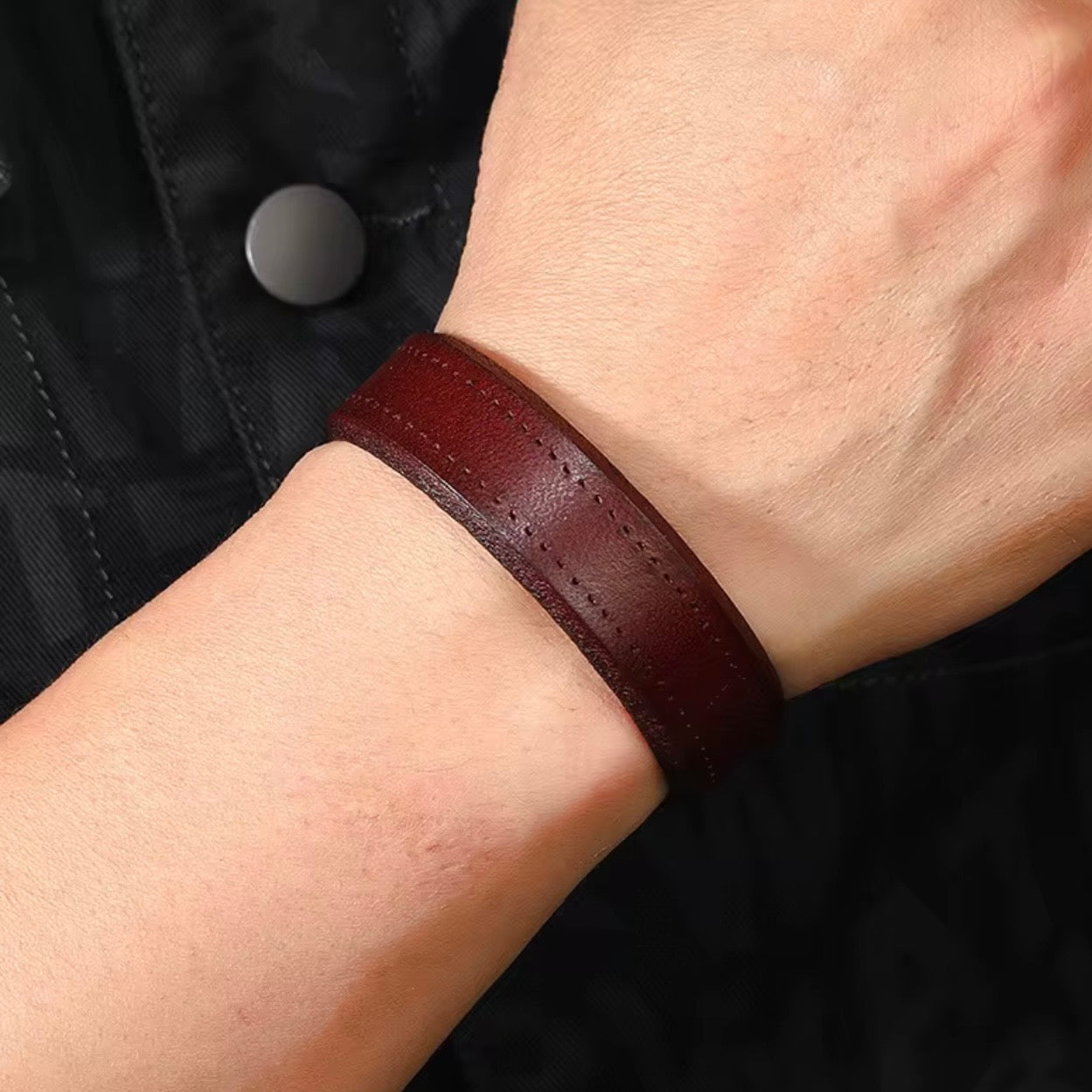 heren bruin lederen armband met gesp