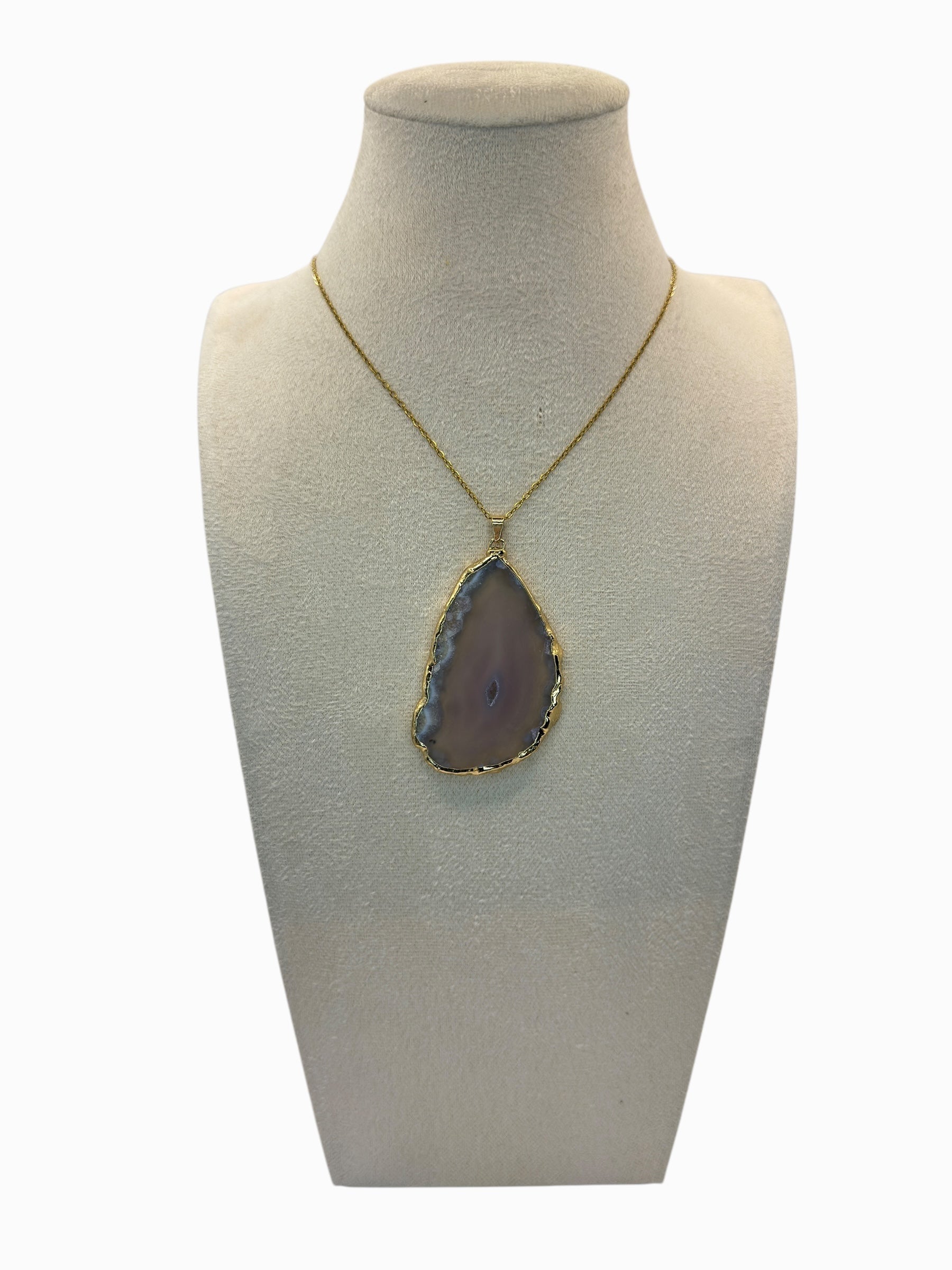 gladde grijze agaat ketting