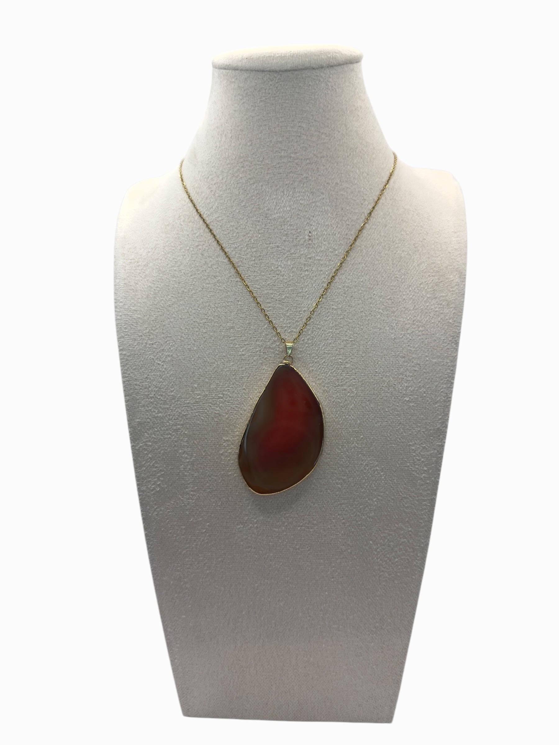 gladde oranje agaat ketting