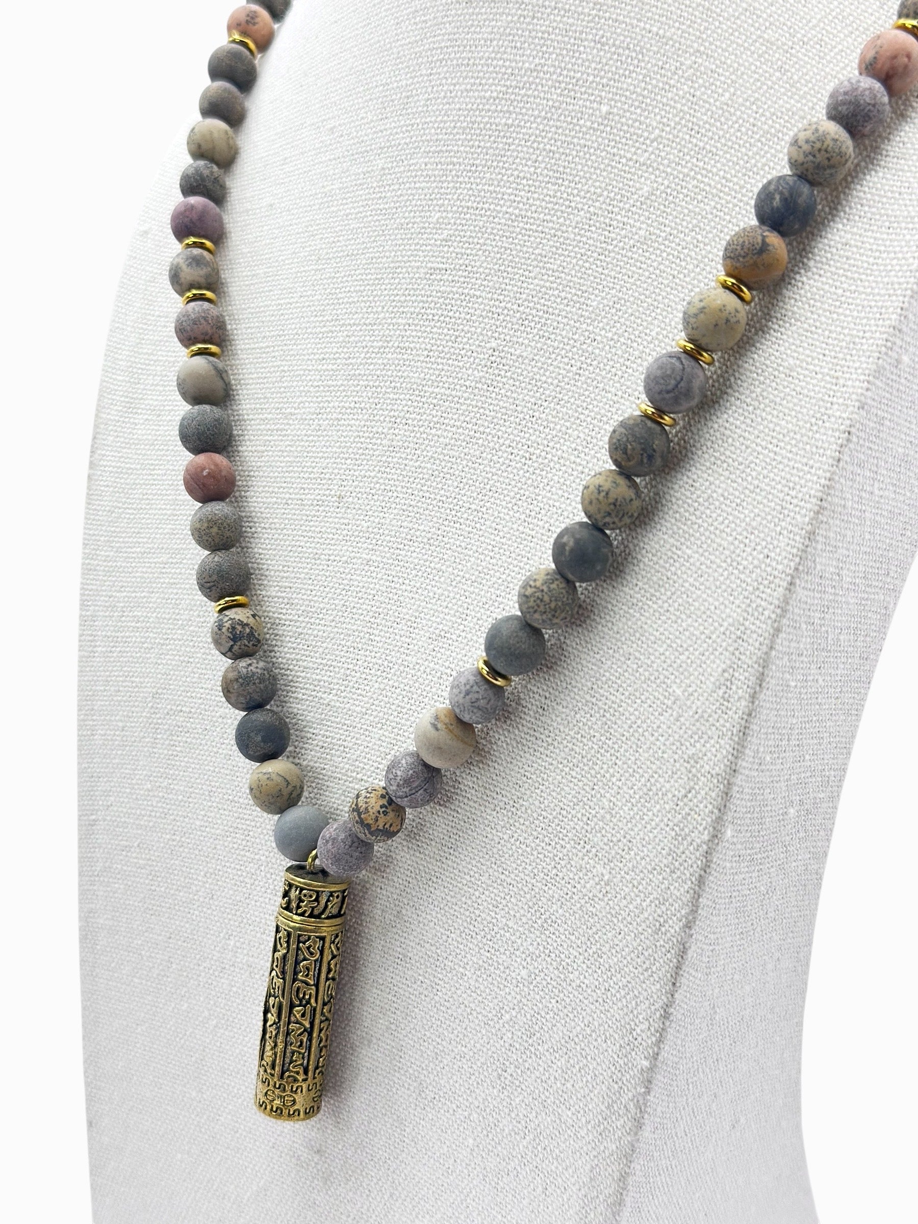 bruin spot jaspis festival ketting goud