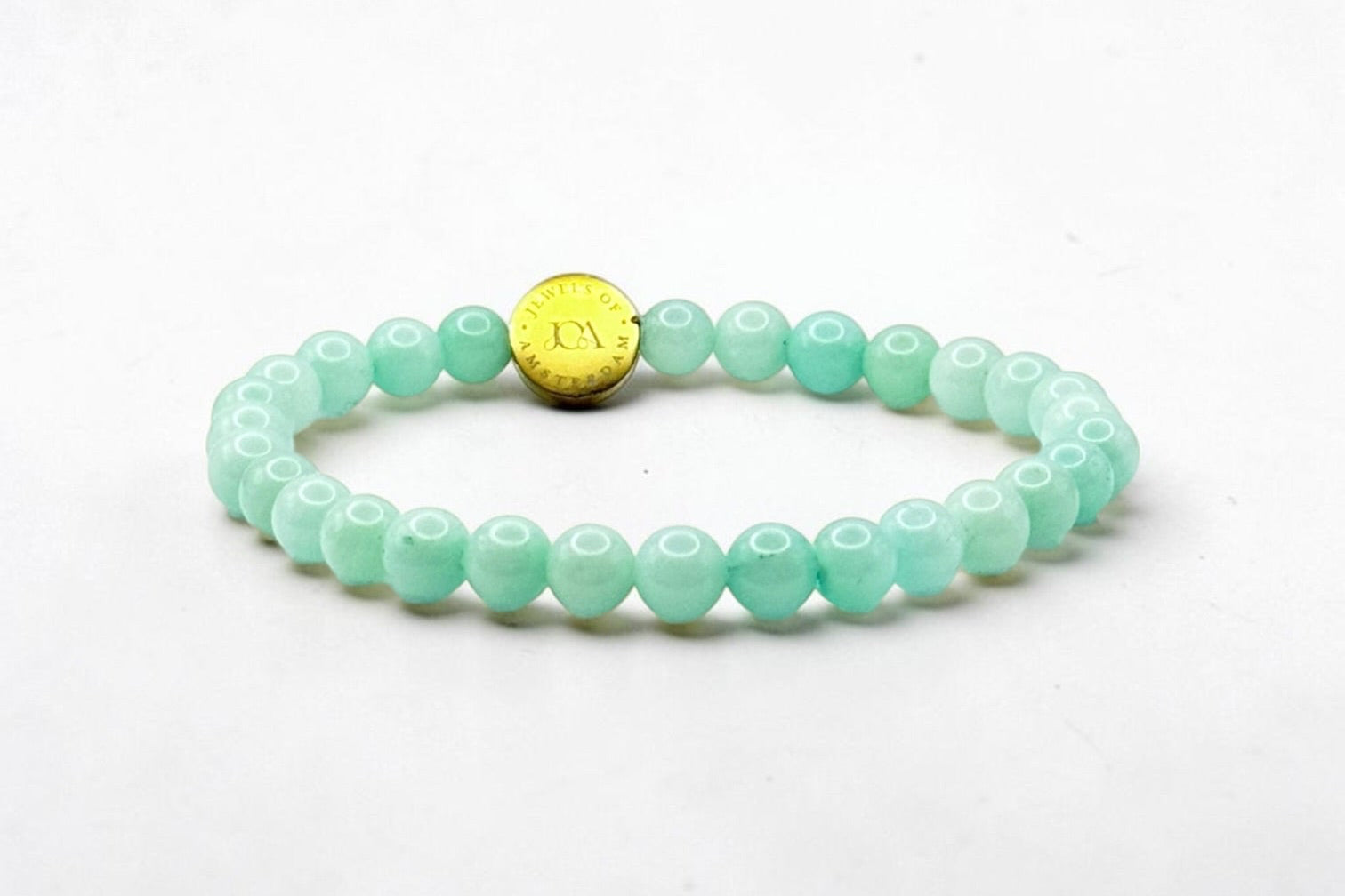 groene chalcedoon armband met gouden afwerking