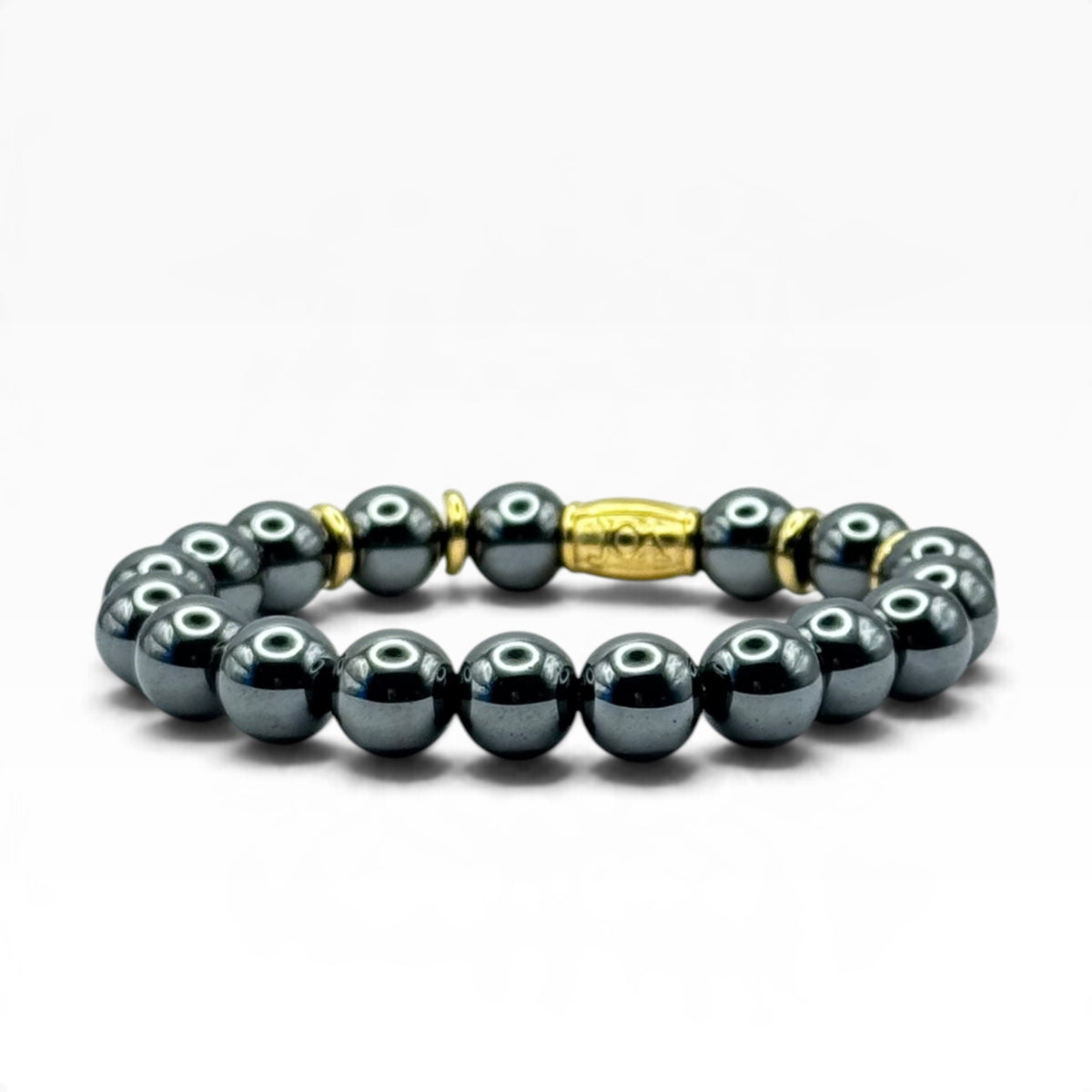 hematiet armband 10mm goud