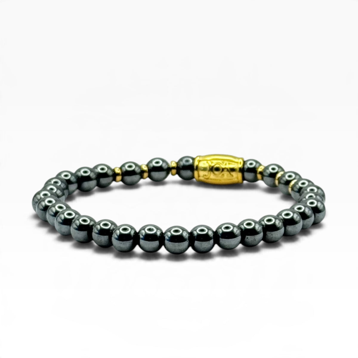 hematiet armband 6mm goud