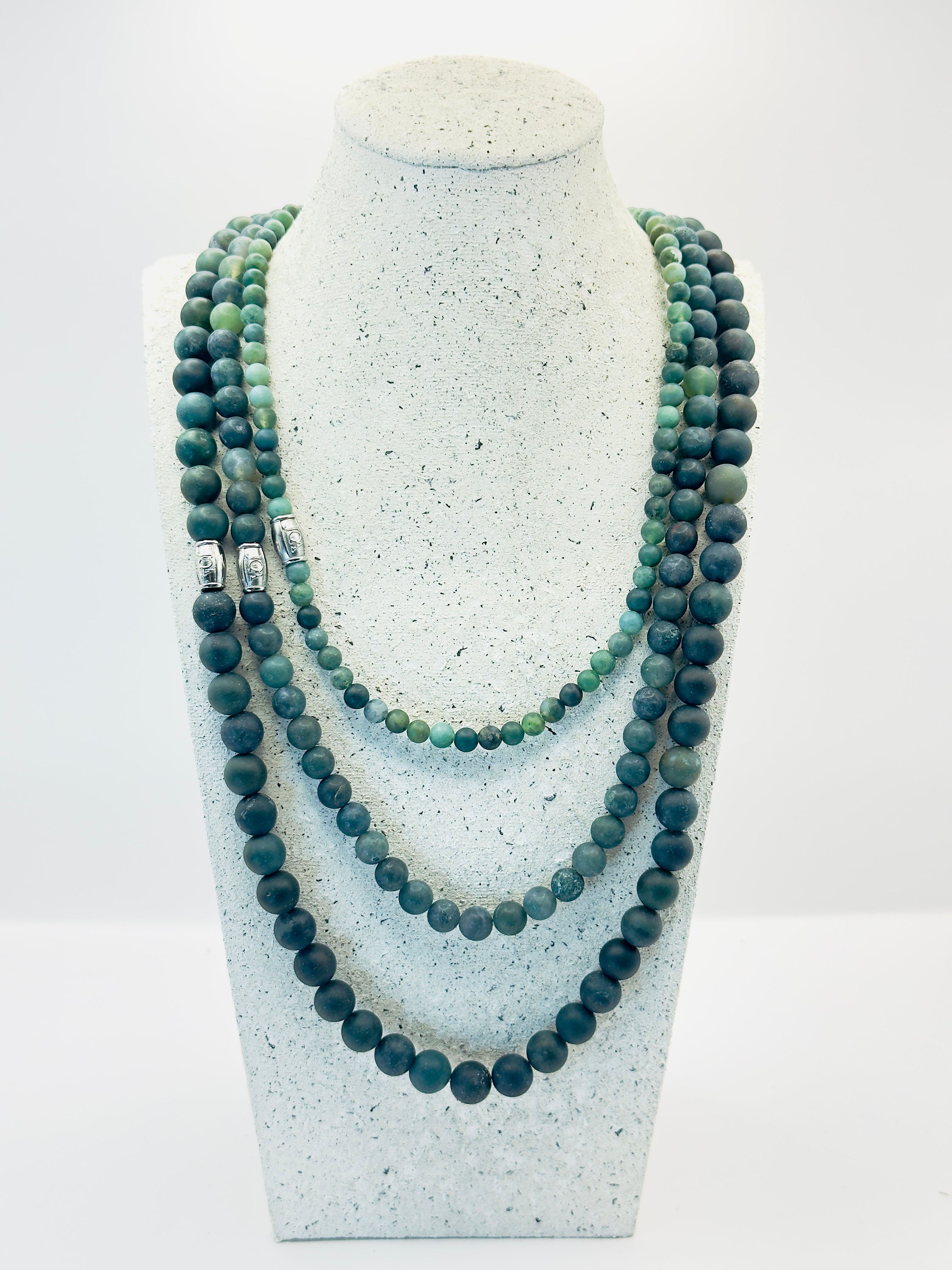 heren mos agaat edelsteen ketting set