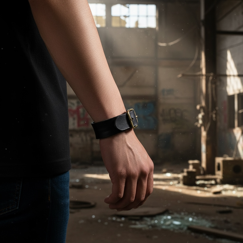 heren zwart armband met gesp