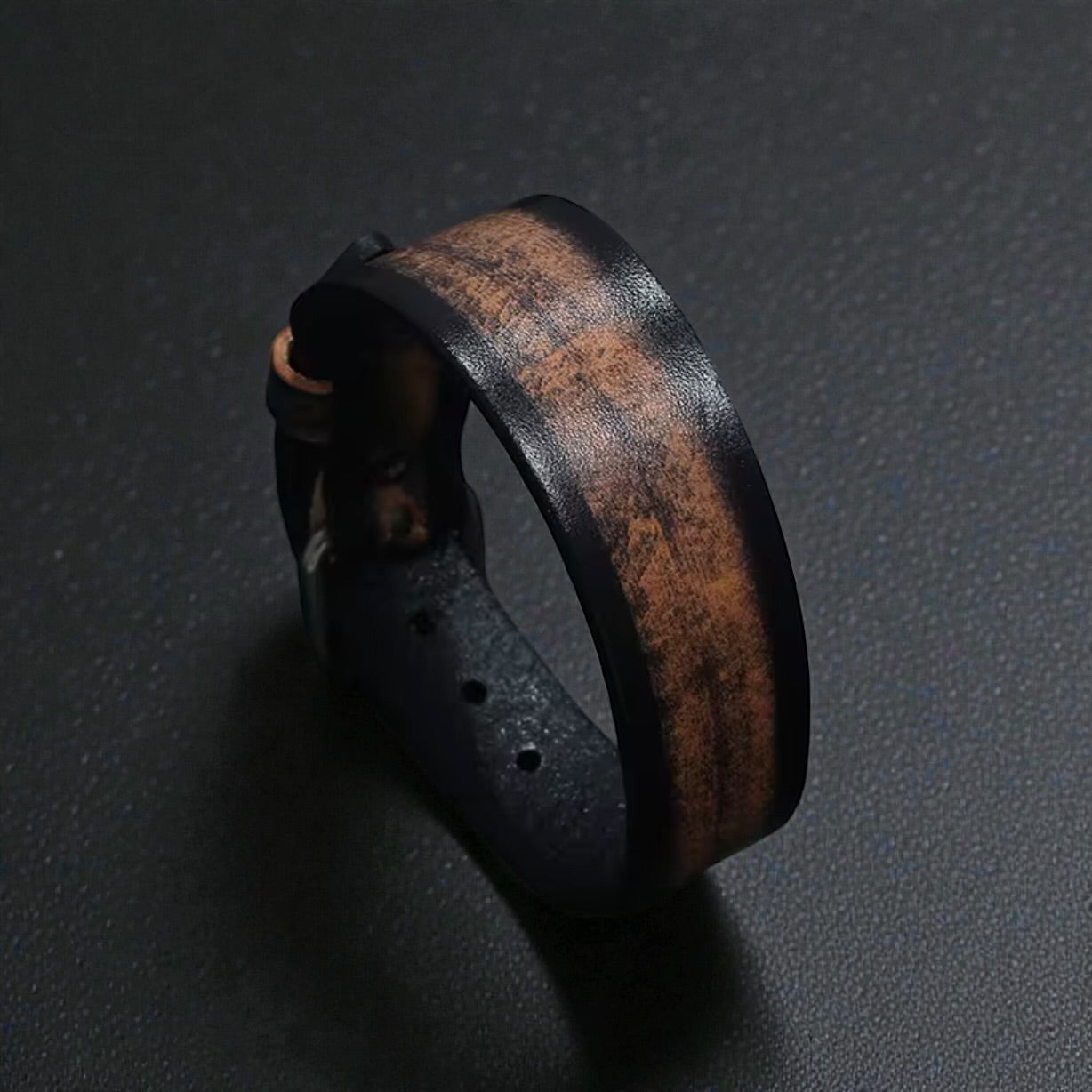heren zwart licht bruin leren armband met gesp
