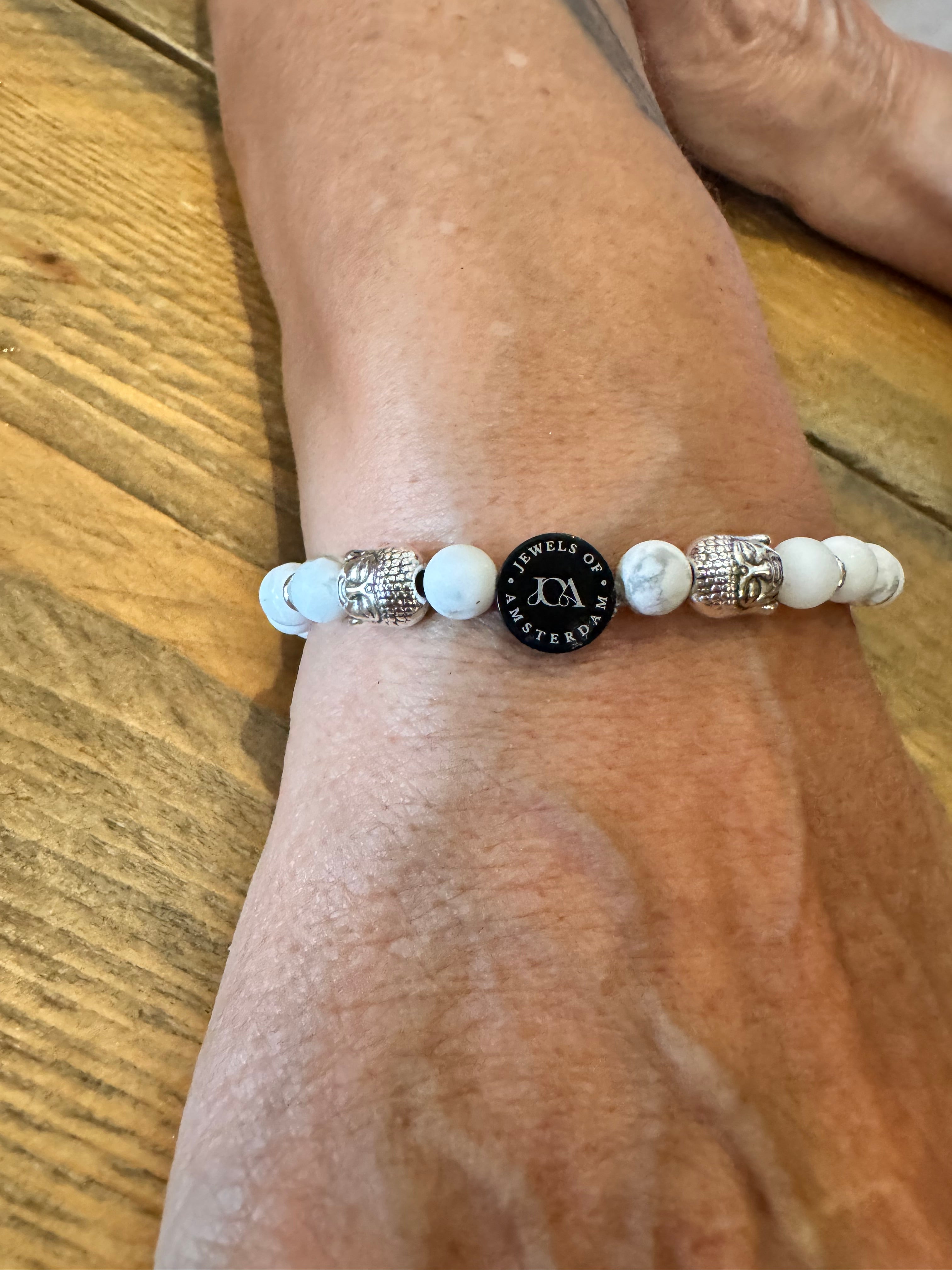 howliet edelsteen armband met zilveren boeddha