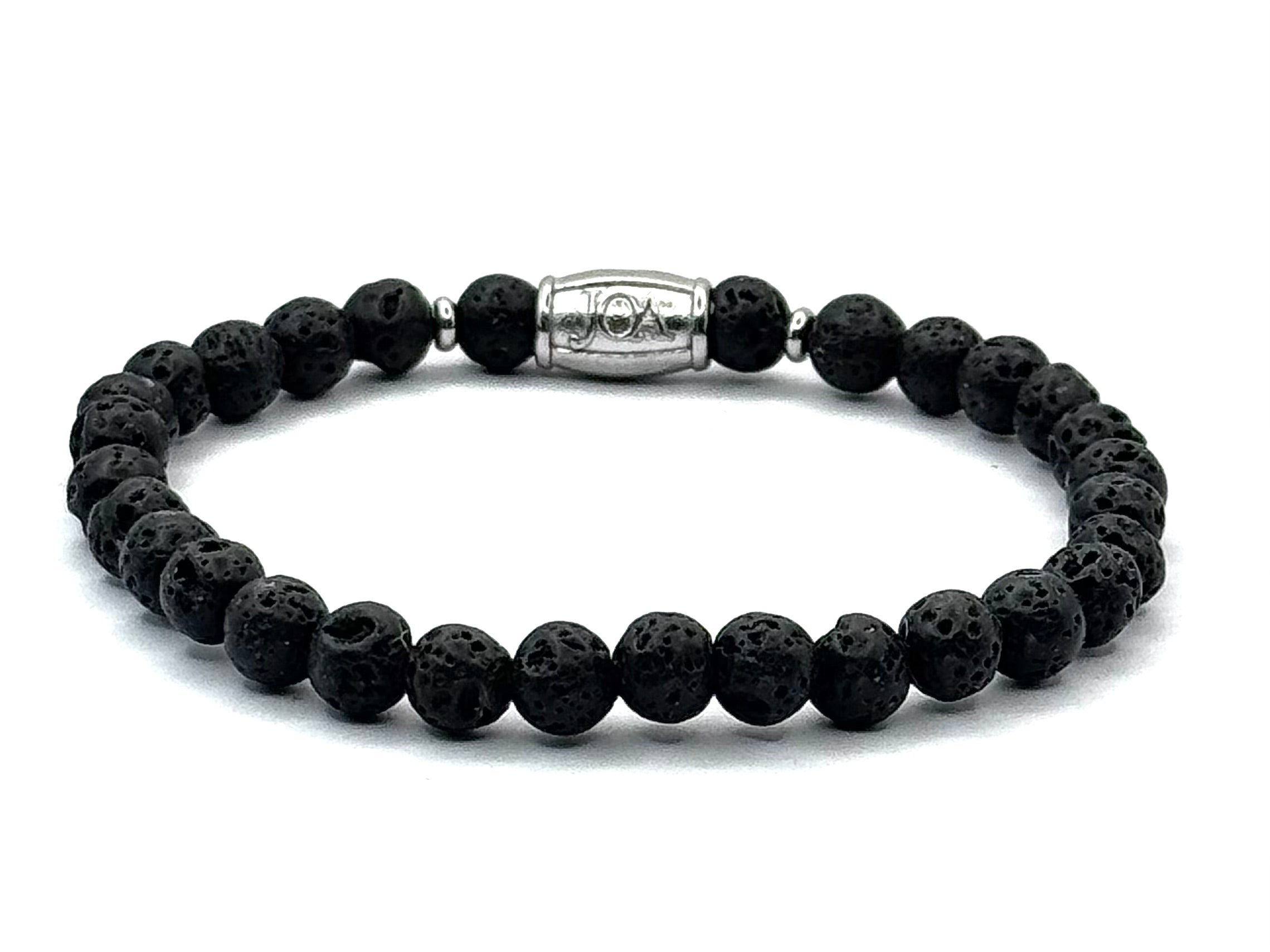 lavasteen edelsteen armband 6mm zilver