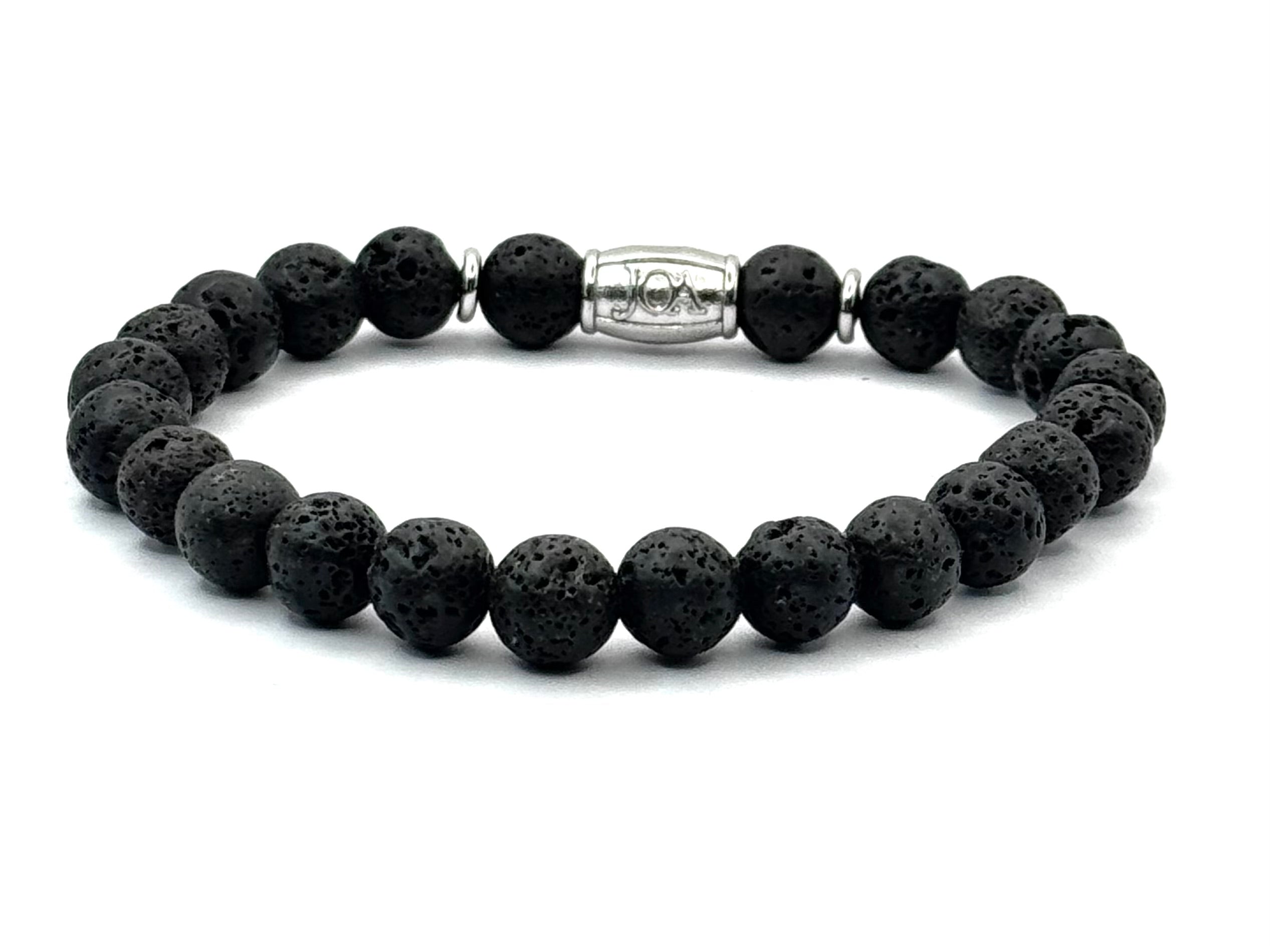 lavasteen edelsteen armband 8mm zilver