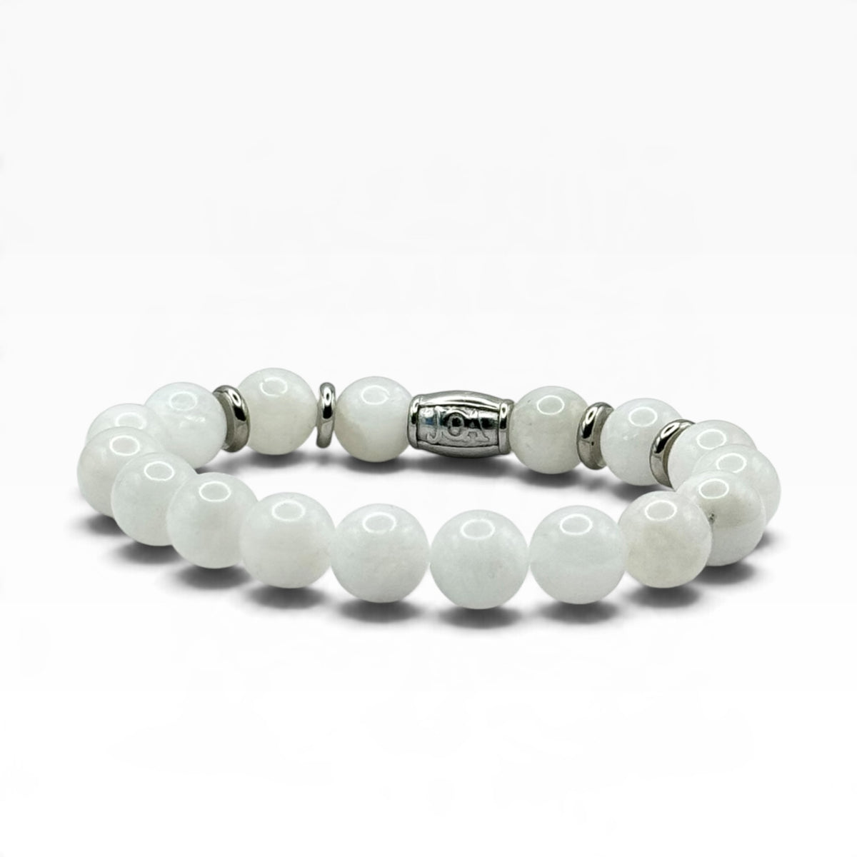 maansteen armband 10mm zilver