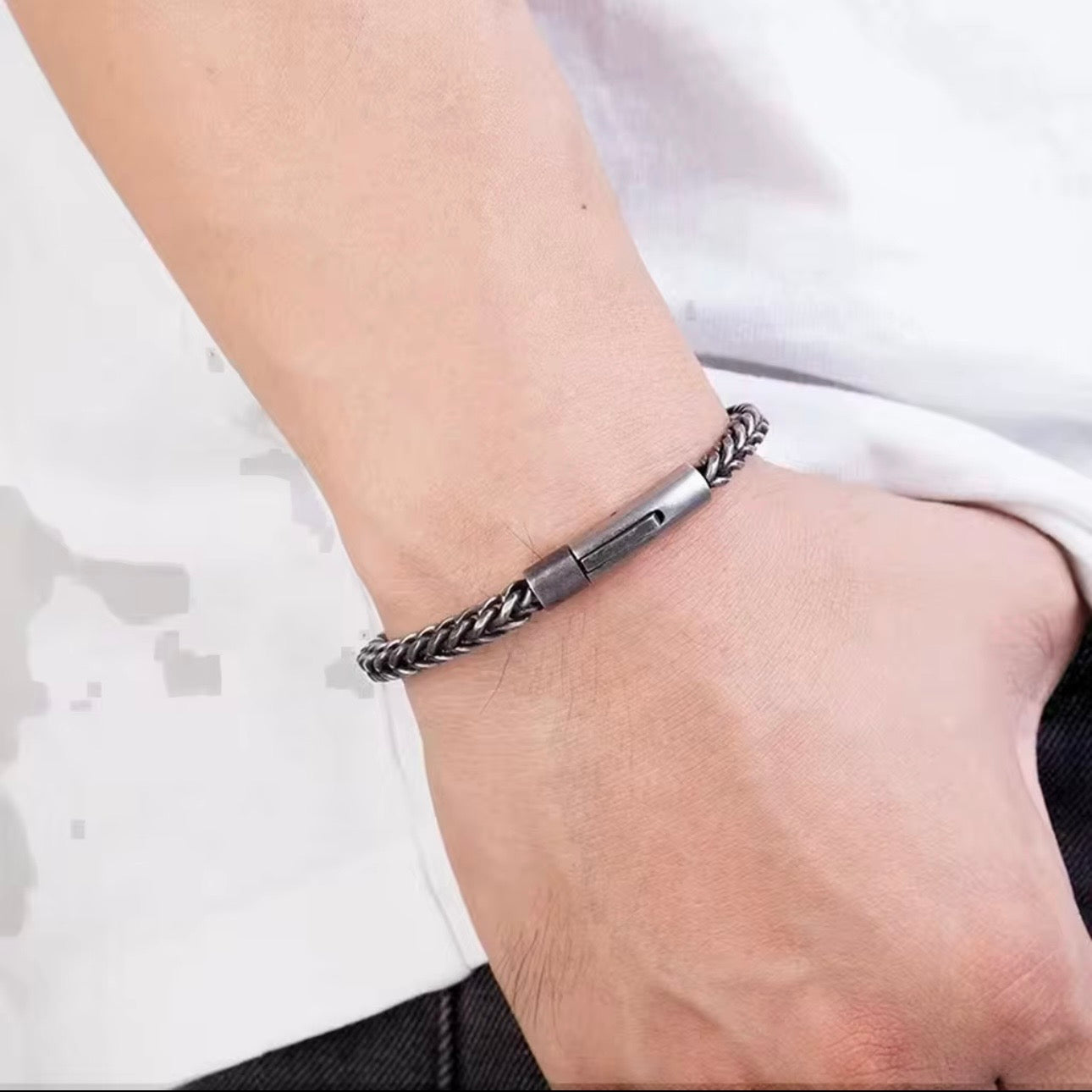 heren zwart edelstalen armband verkrijgbaar in verschillende maten