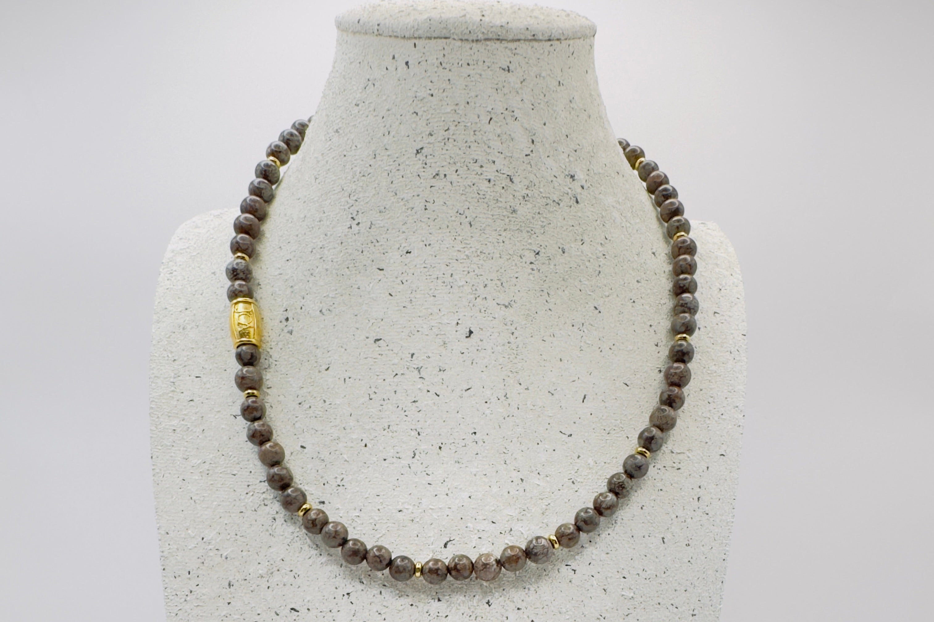 obsidiaan edelsteen ketting goud