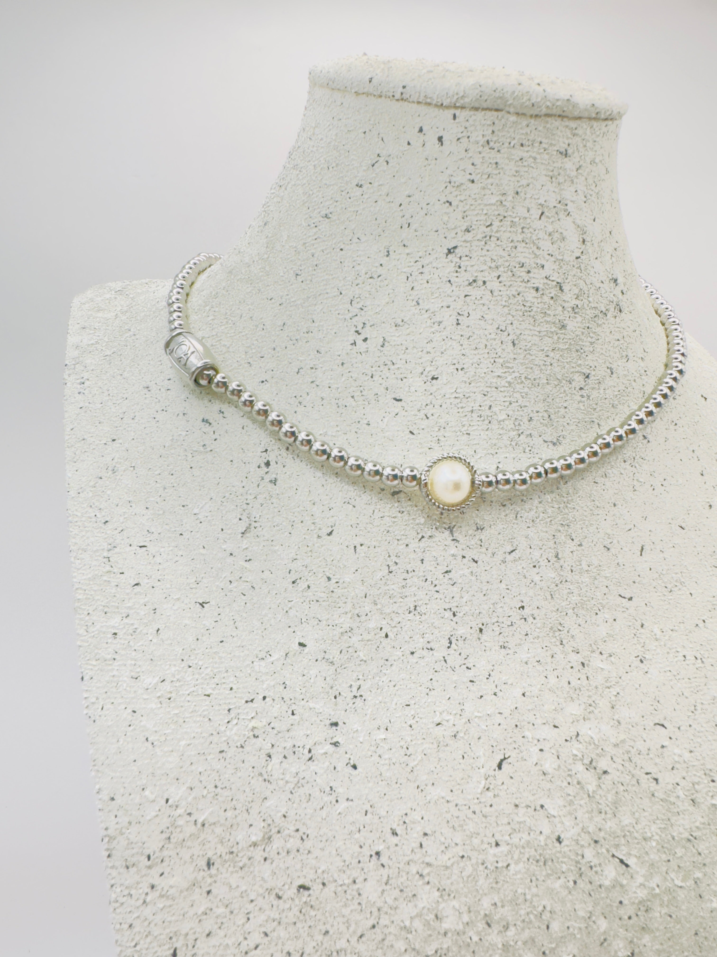 parel zilver stainless steel ketting