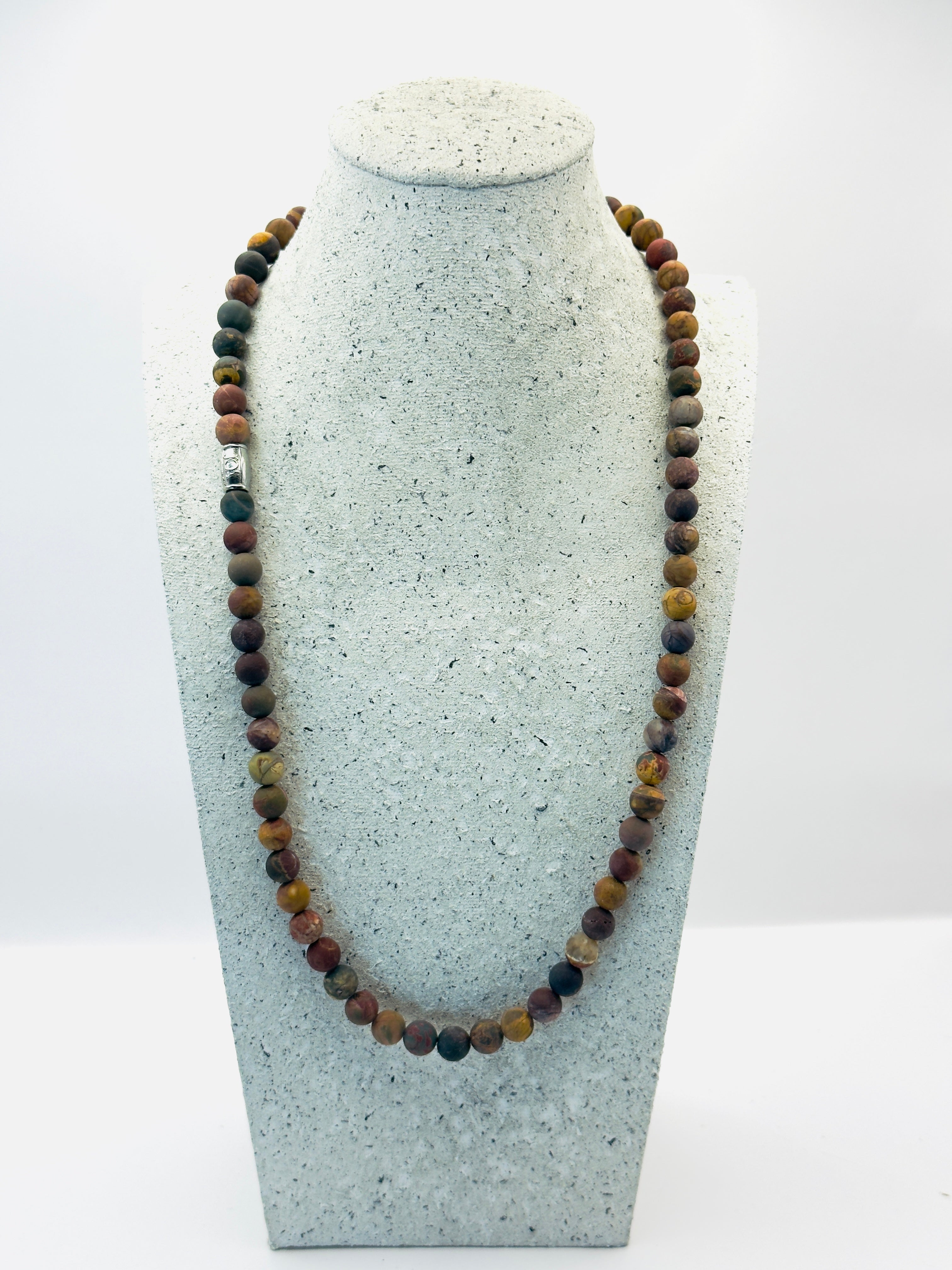 heren picasso jaspis edelsteen ketting 60cm