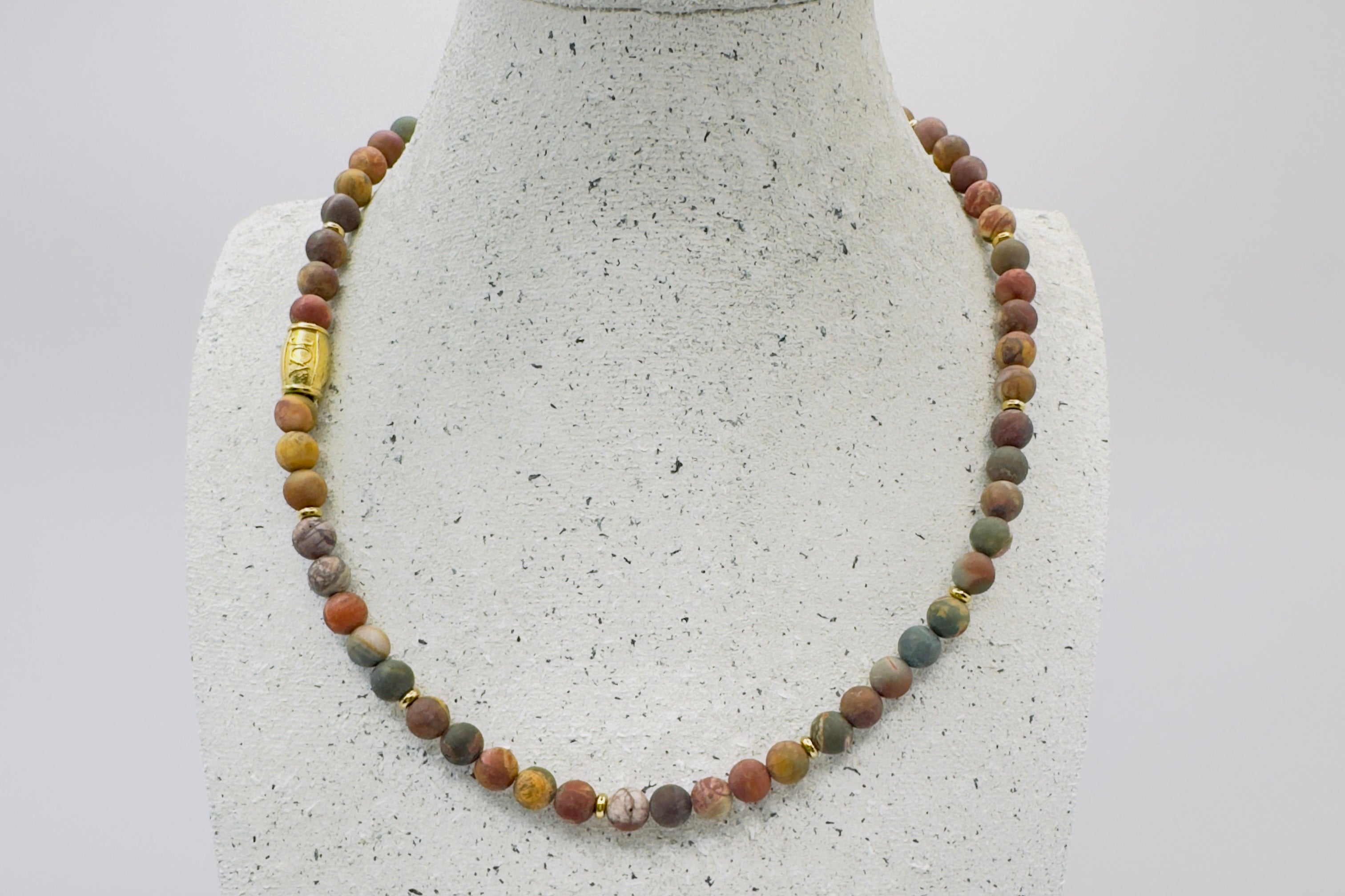 dames picasso jaspis edelsteen ketting goud