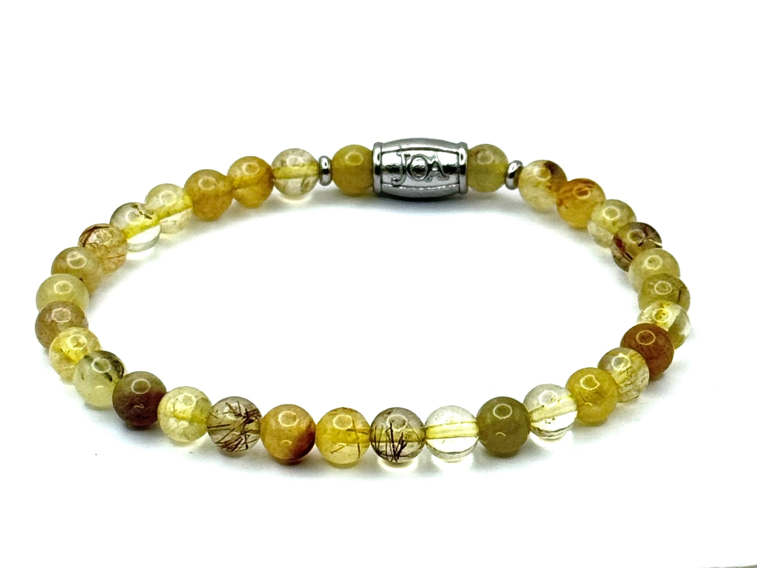 regenboog kwarts edelsteen armband 6mm zilver