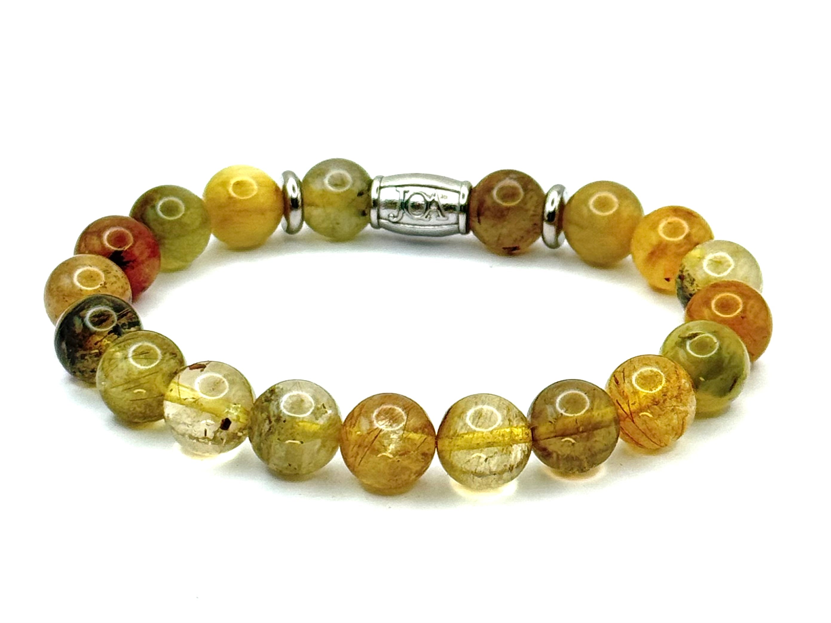 regenboog kwarts edelsteen armband 8mm zilver