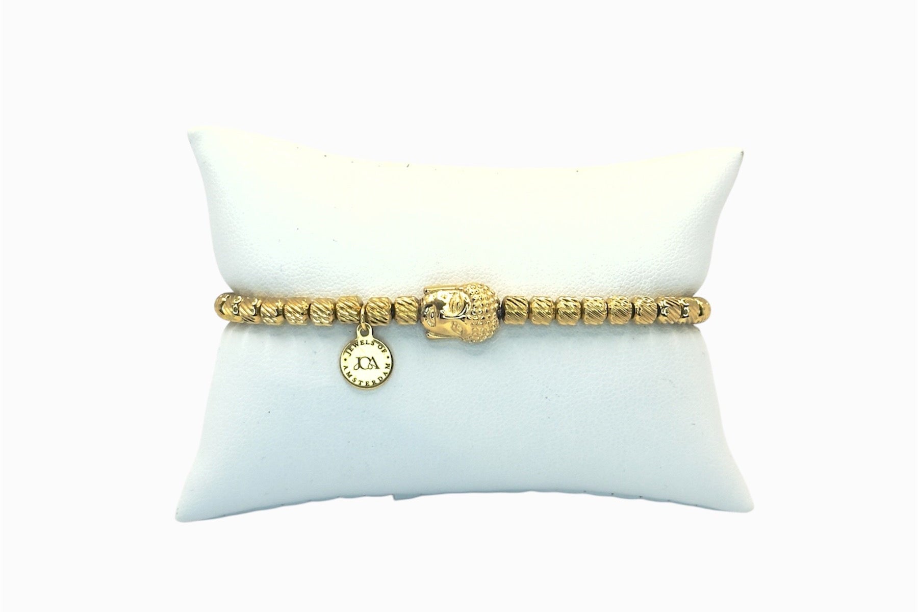dames stainless steel armband goud boeddha