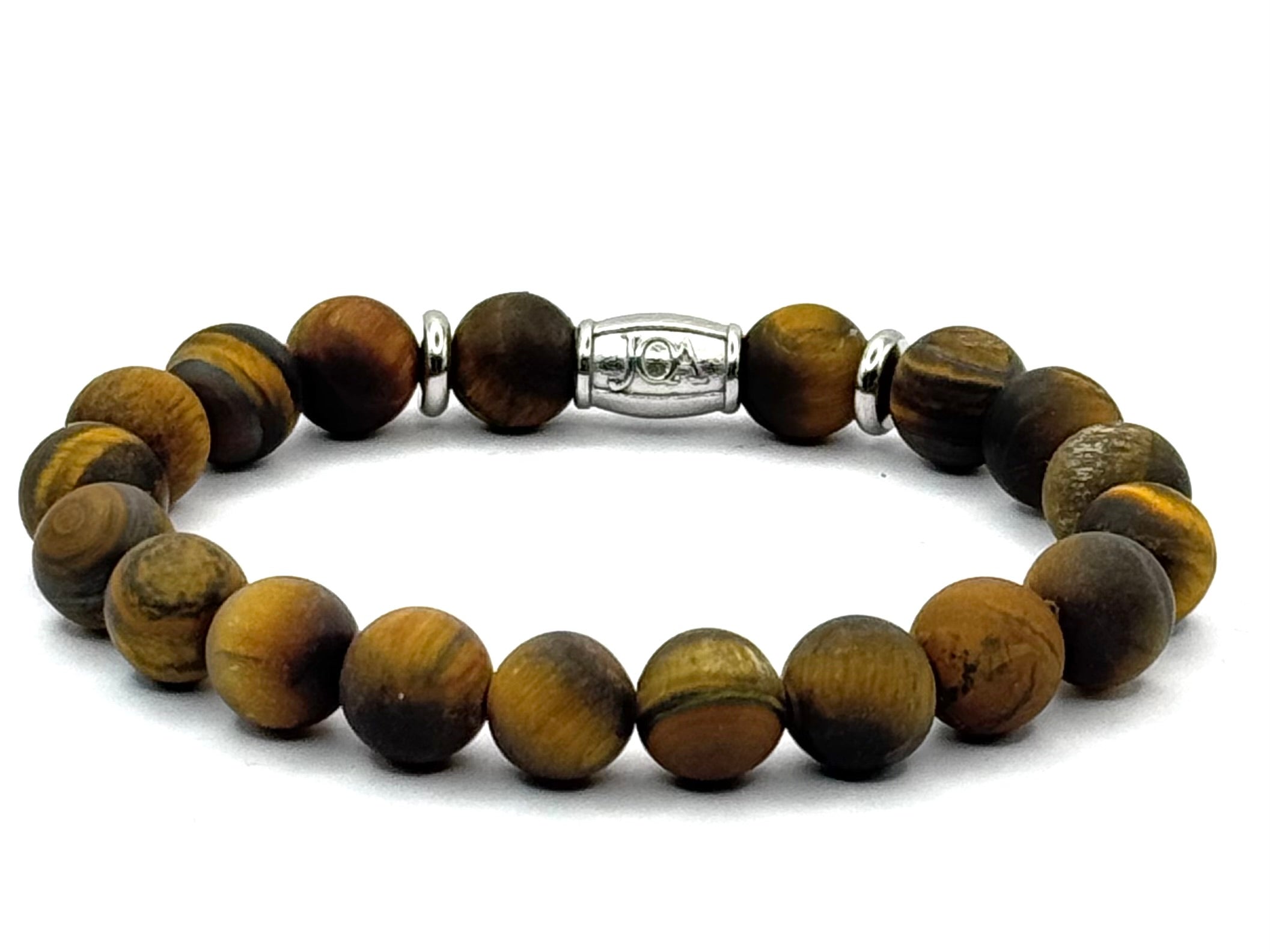 tijgeroog edelsteen armband 10mm zilver