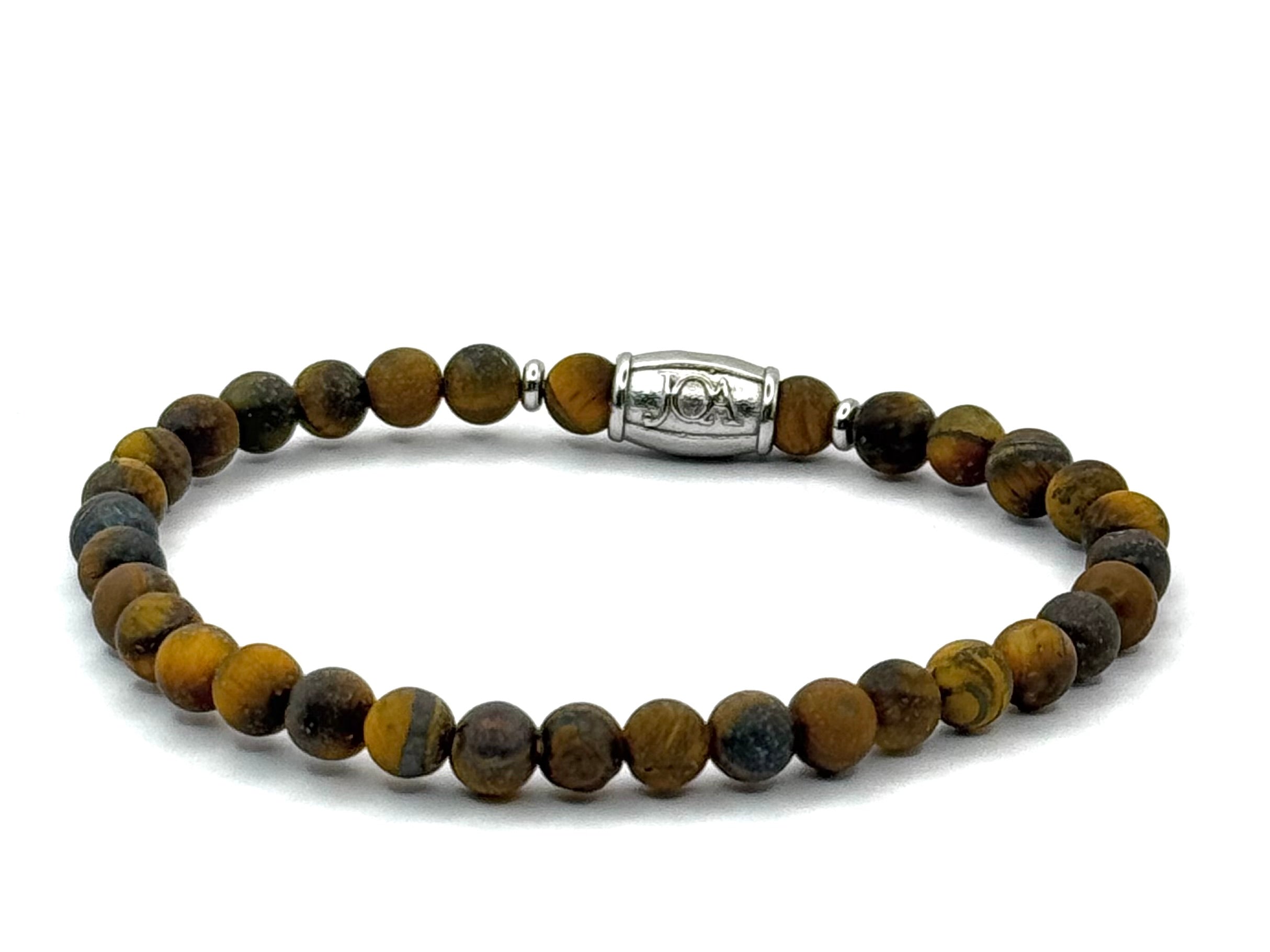 tijgeroog edelsteen armband 6mm zilver