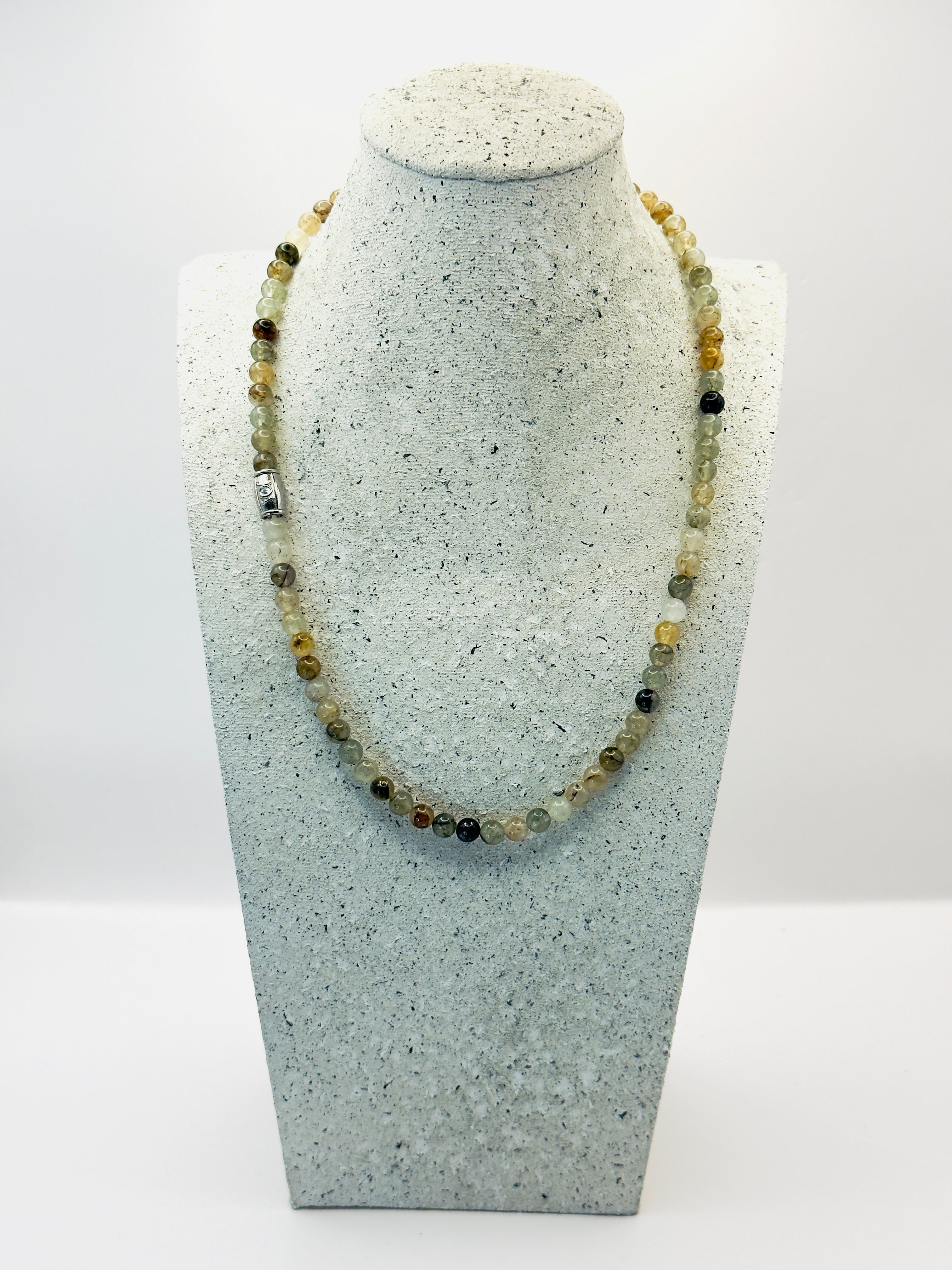 heren tuinkwarts edelsteen ketting 50cm