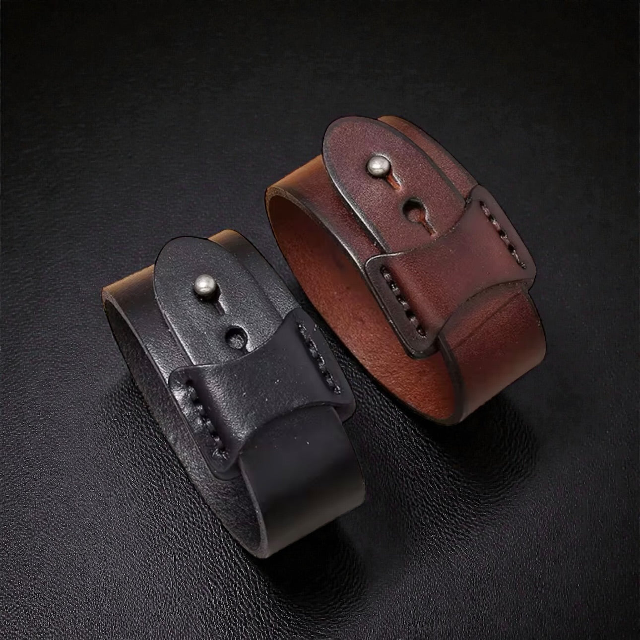 zwart en bruin leren heren armband verstelbaar