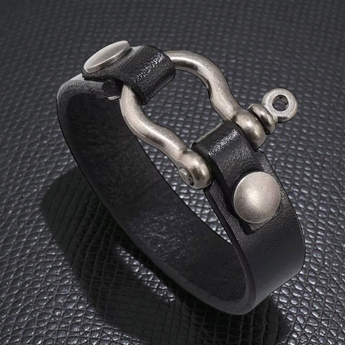 heren zwart leren armband met schippers sluiting
