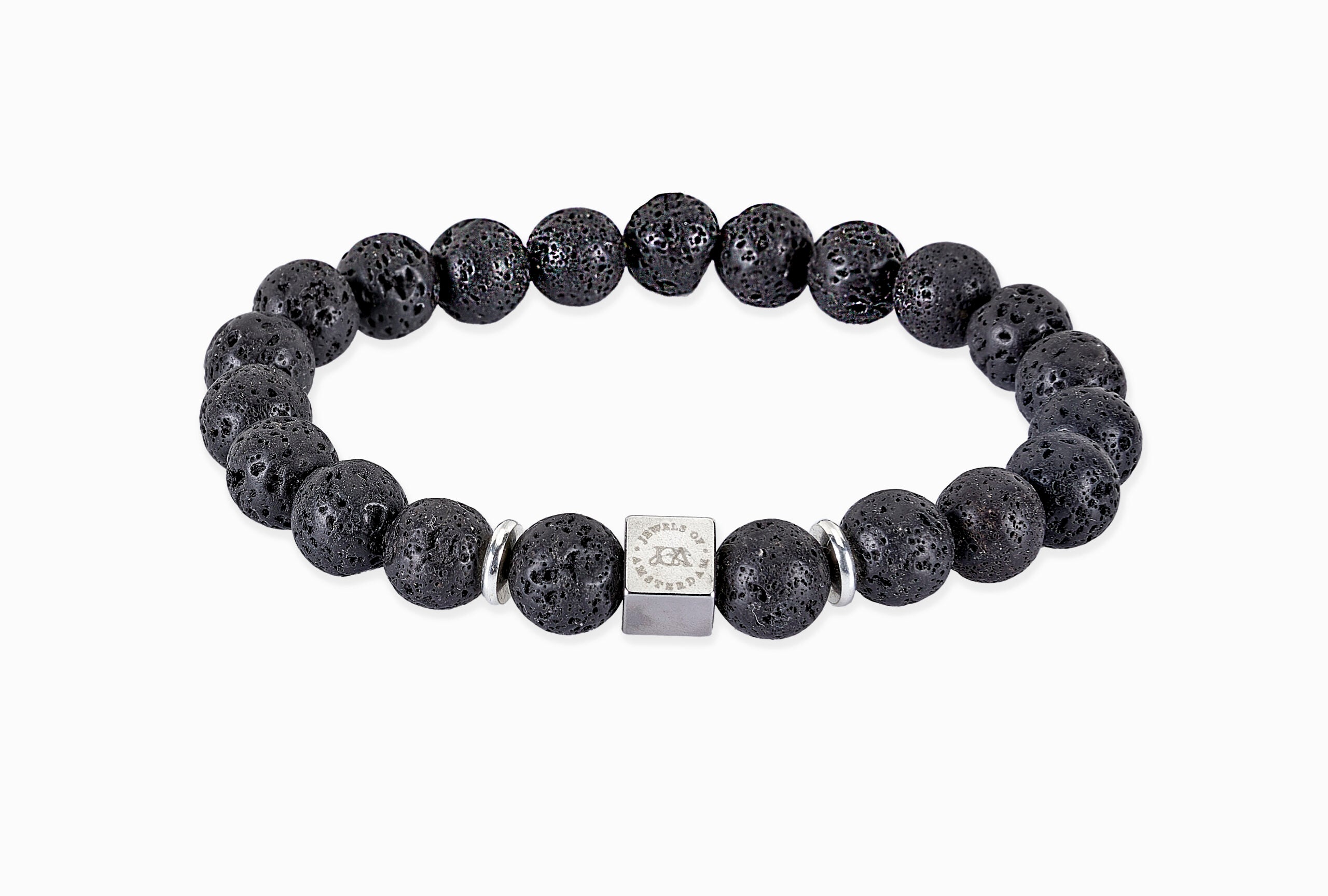 heren lavasteen edelstenen armband zilver