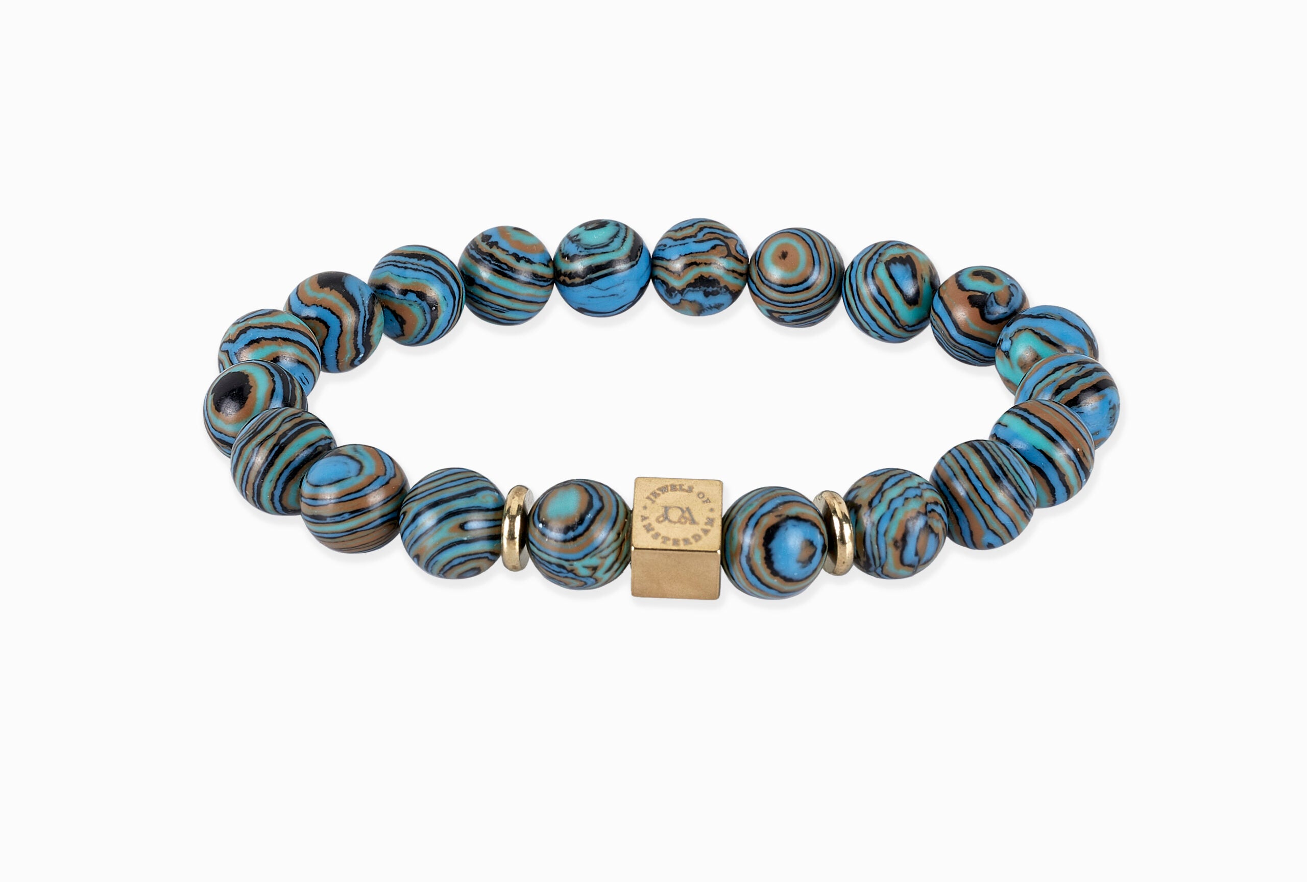 blauw malachiet edelsteen armband goud