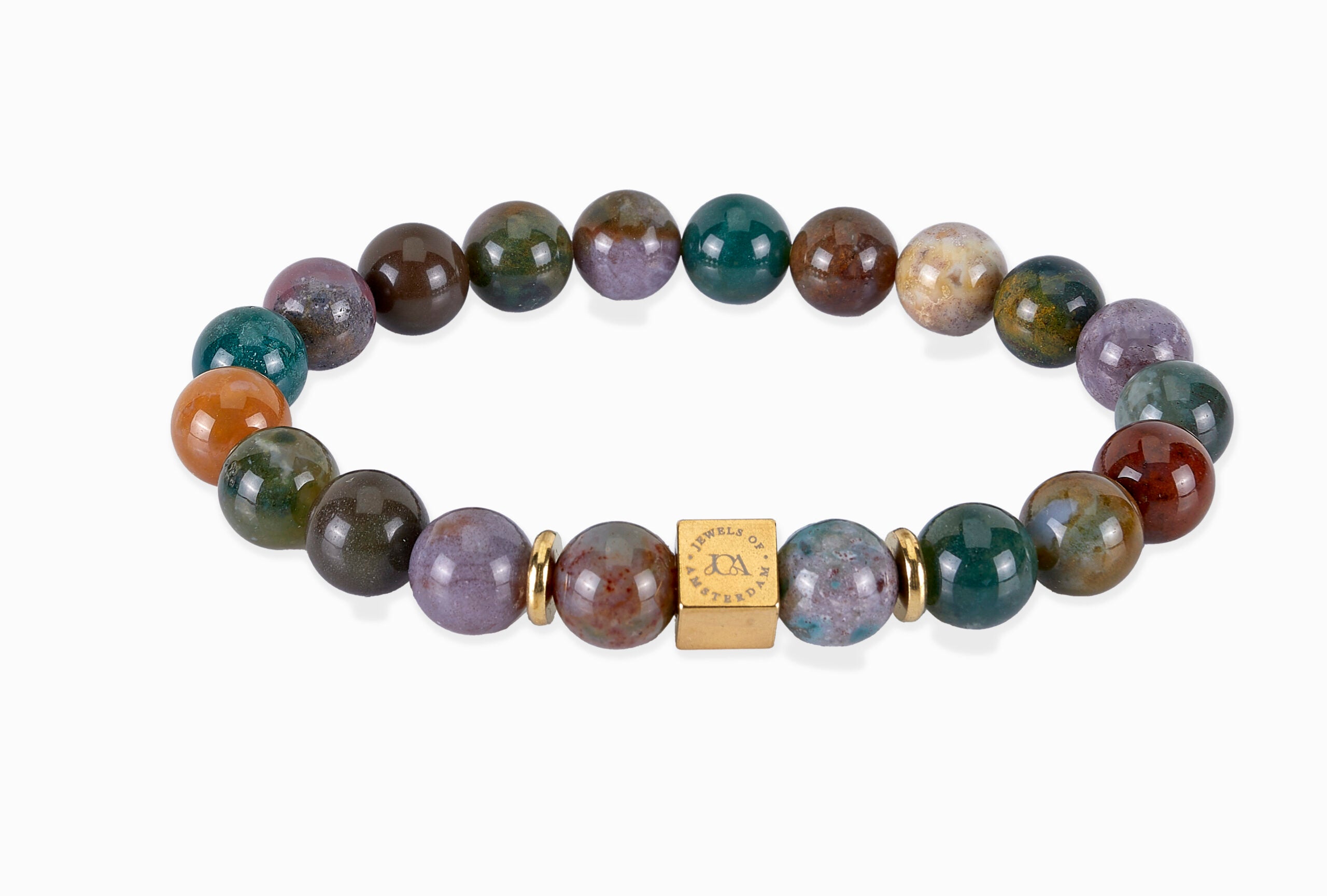 heren indian agaat edelstenen armband goud