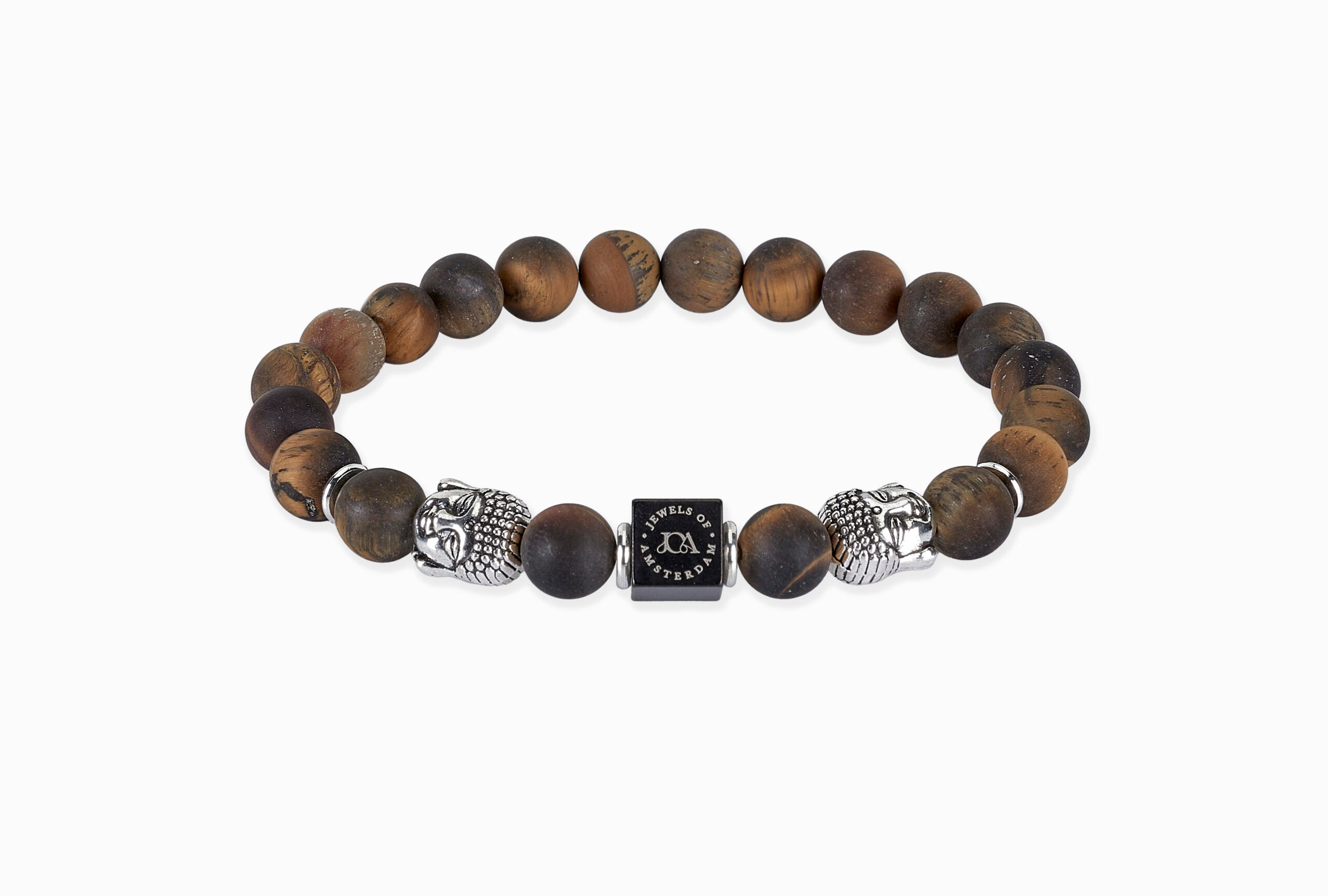 tijgeroog edelsteen armband met zilveren boeddha