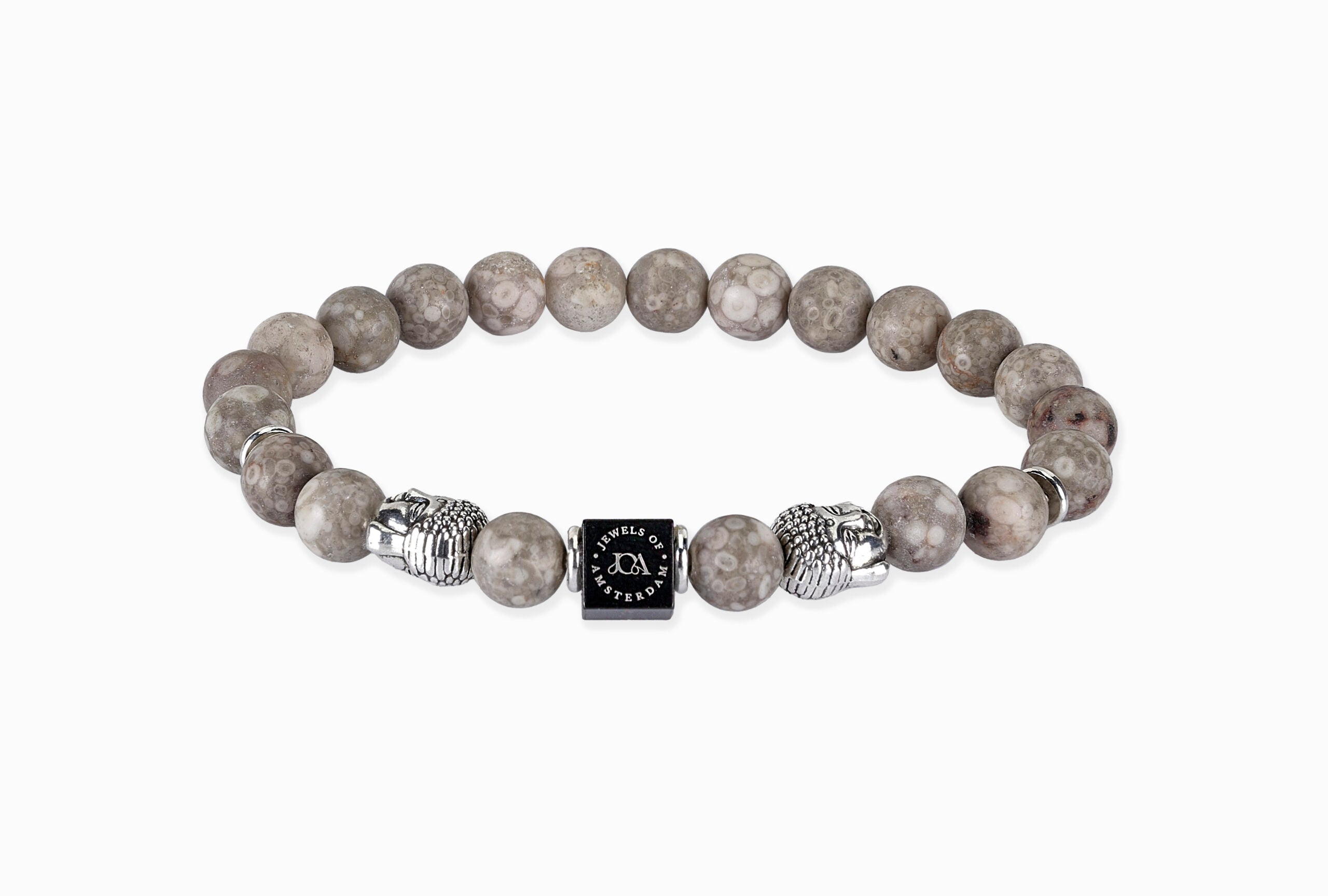 graniet edelsteen armband met zilveren boeddha