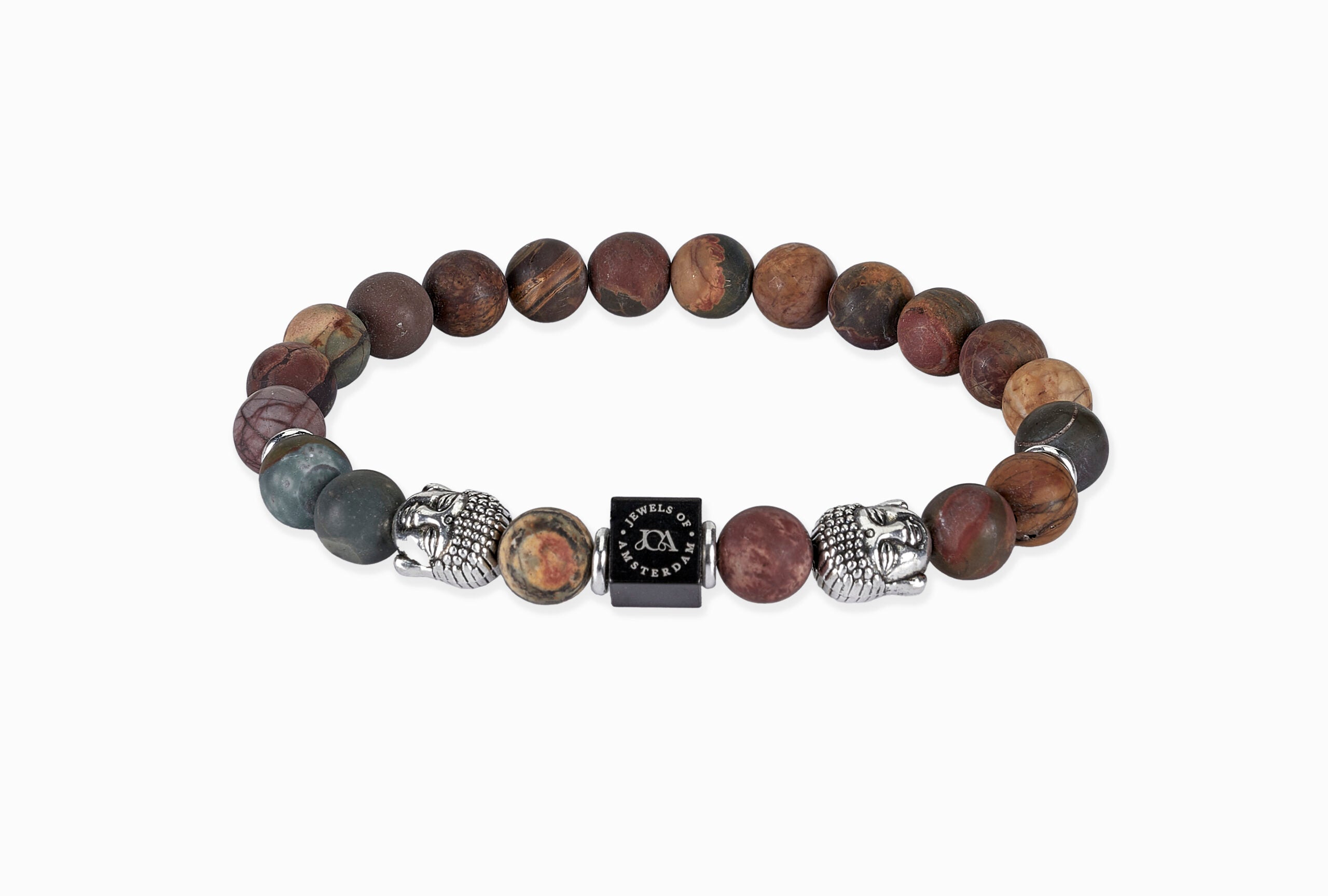 picasso jaspis edelsteen armband met zilveren boeddha