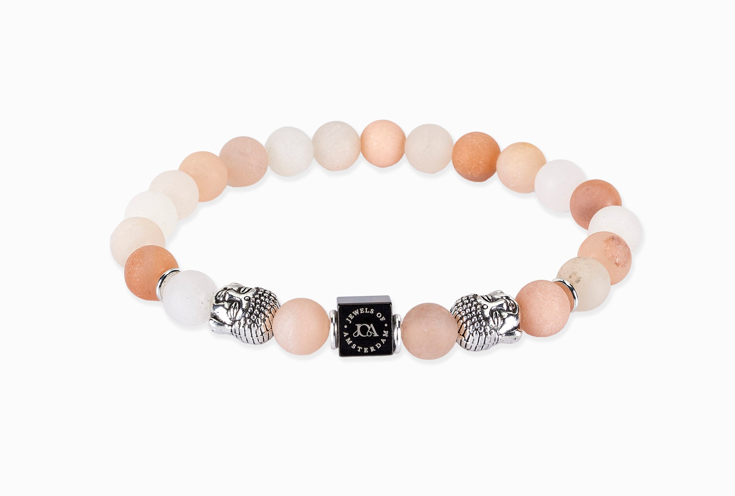 rozenkwarts edelstenen armband zilver boeddha