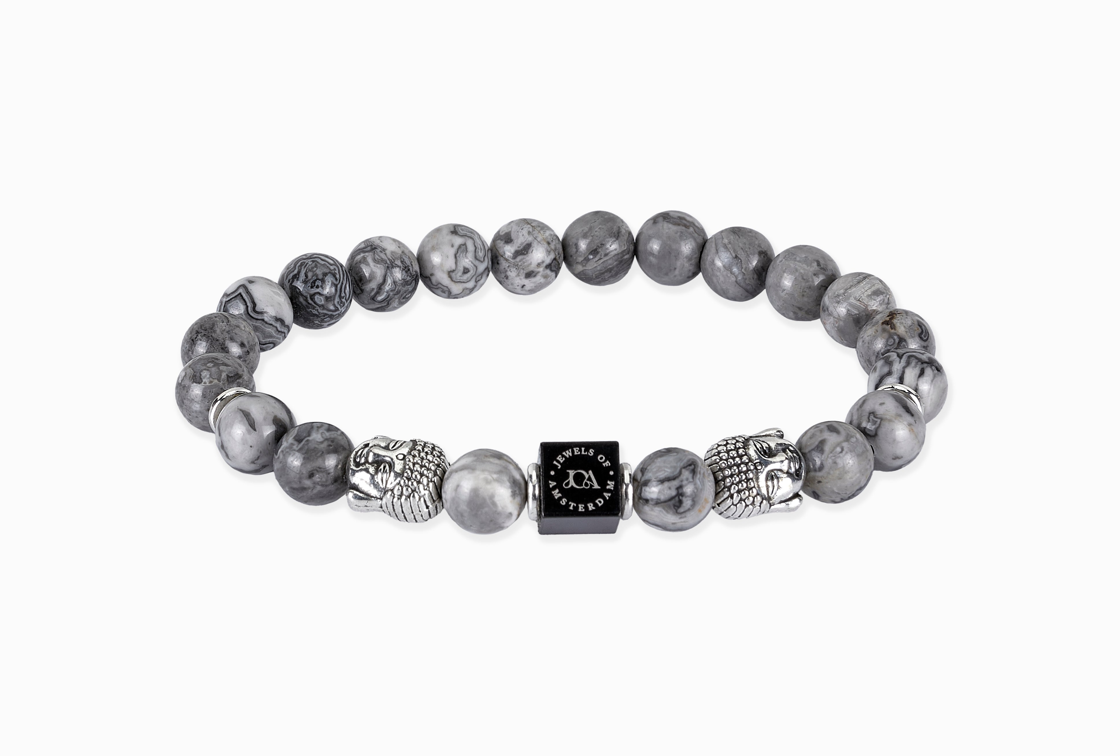 map jaspis edelsteen armband met boeddha zilver