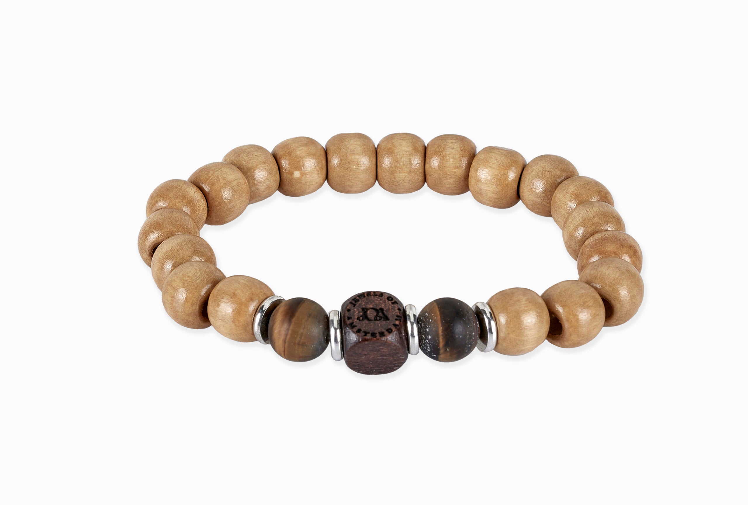 houten armband met tijgeroog edelsteen