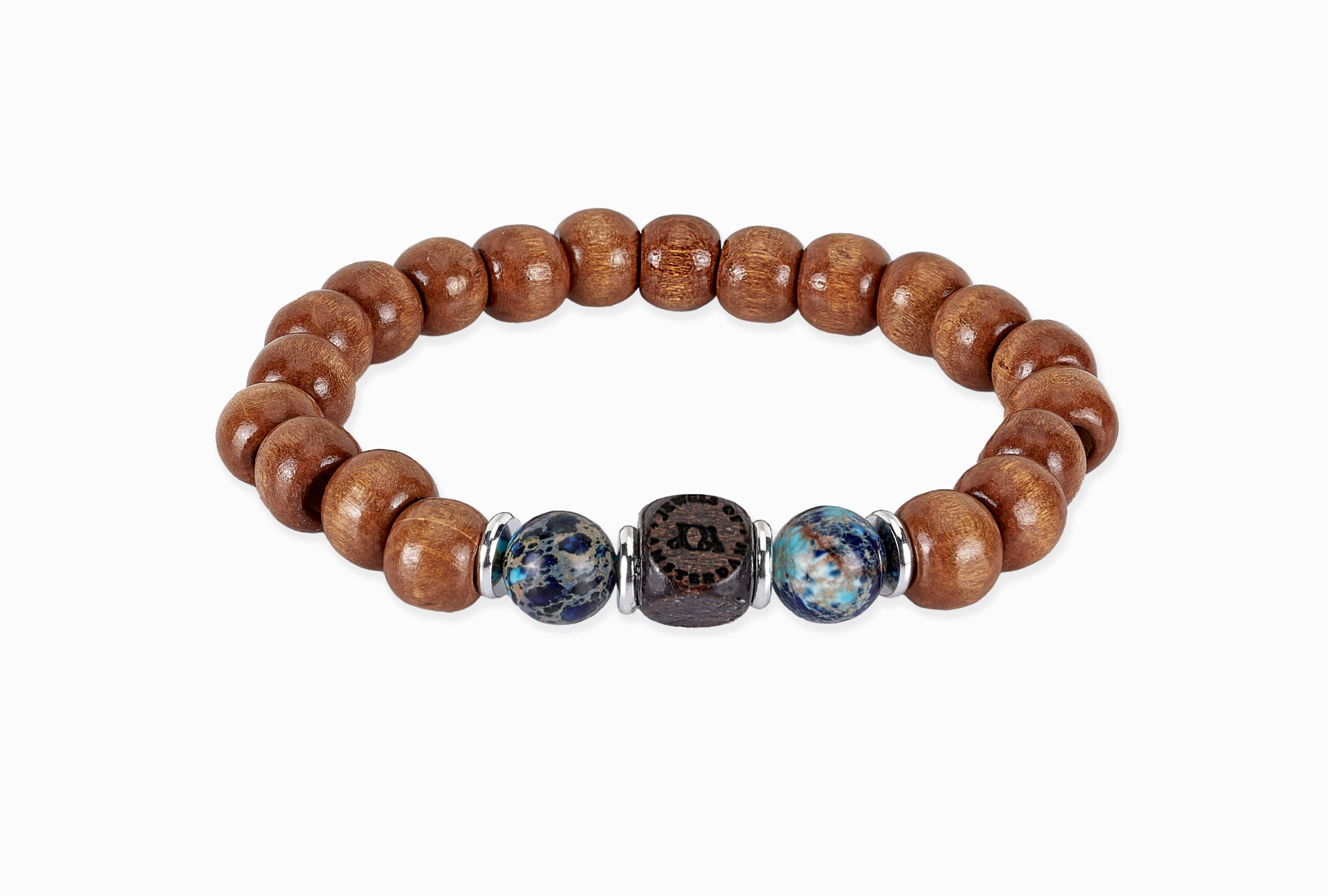 houten armband met oceaan jaspis edelsteen