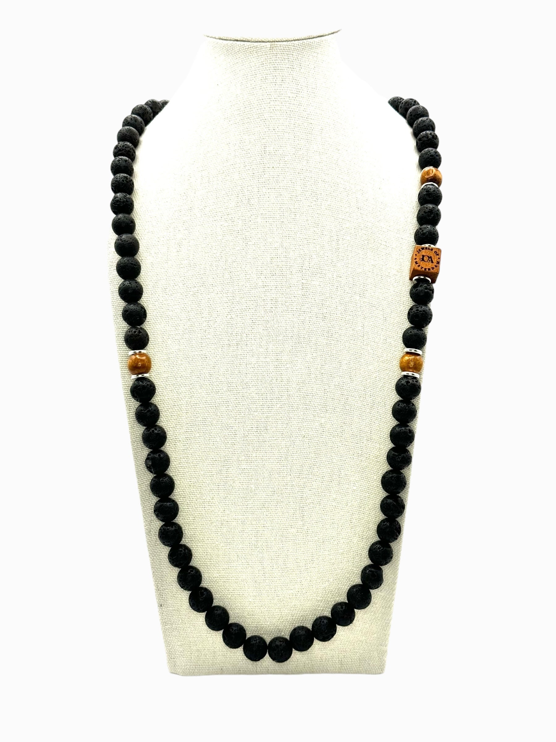 heren lavasteen edelsteen ketting lang
