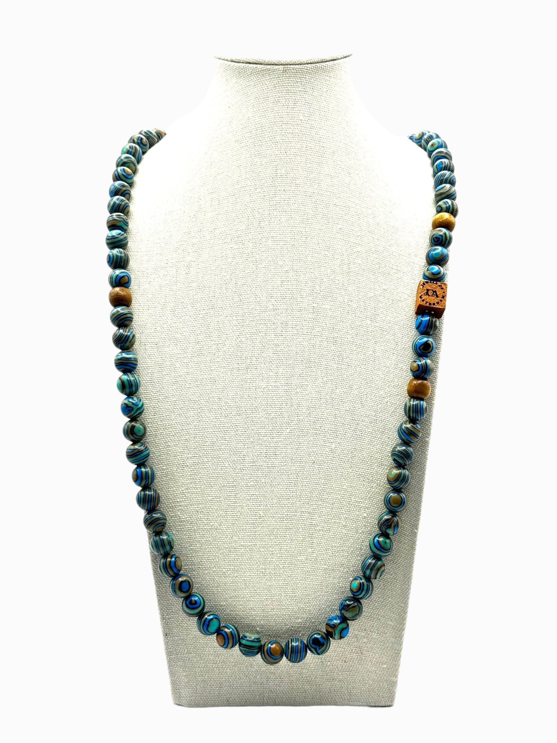 heren blauw malachiet edelsteen ketting
