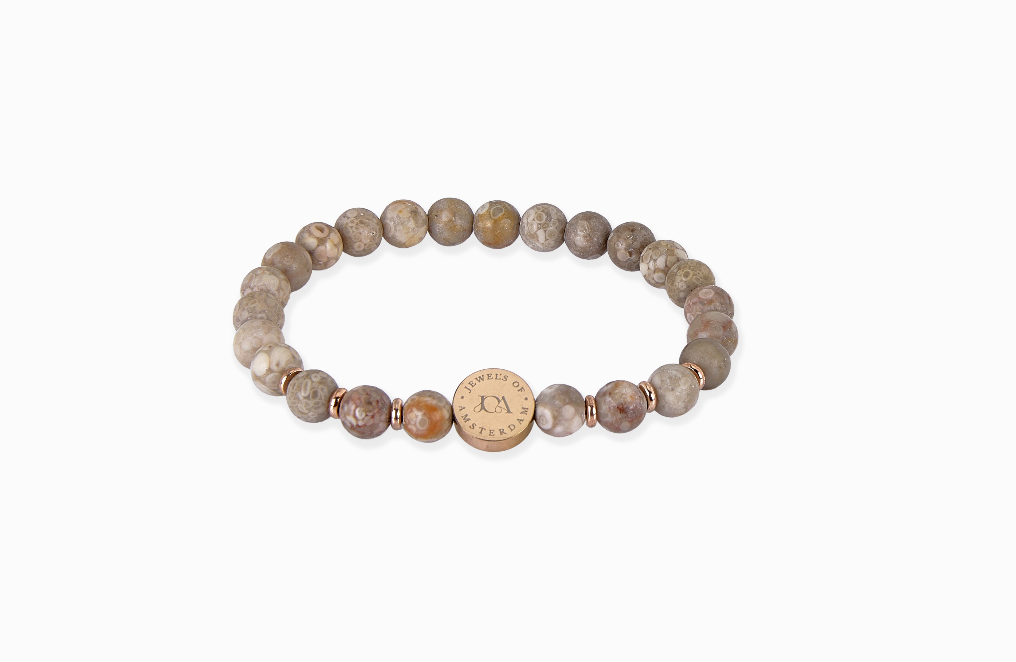 Graniet edelstenen armband met rose gouden details