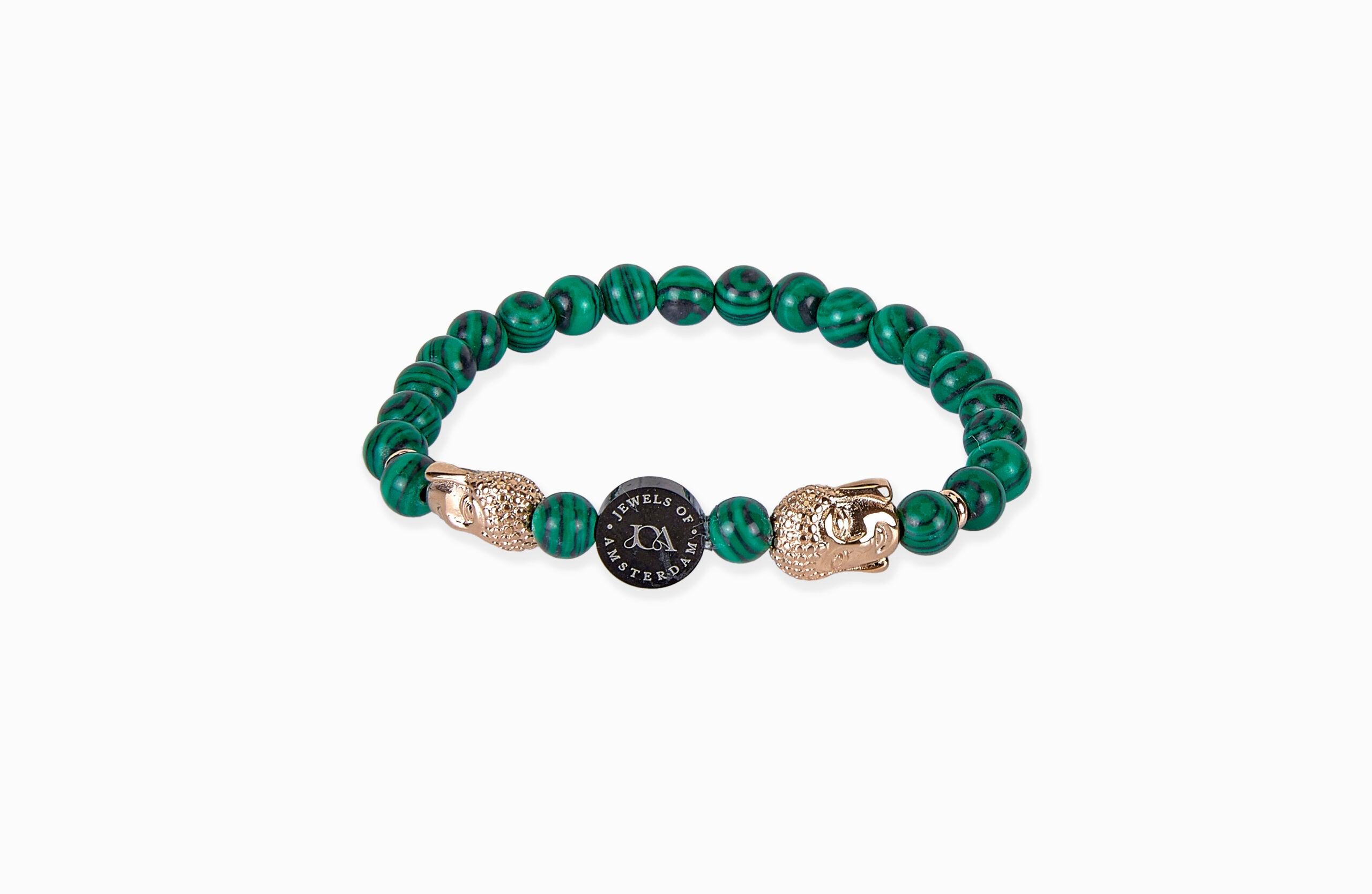 groen malachiet edelsteen armband met rose goud boeddha
