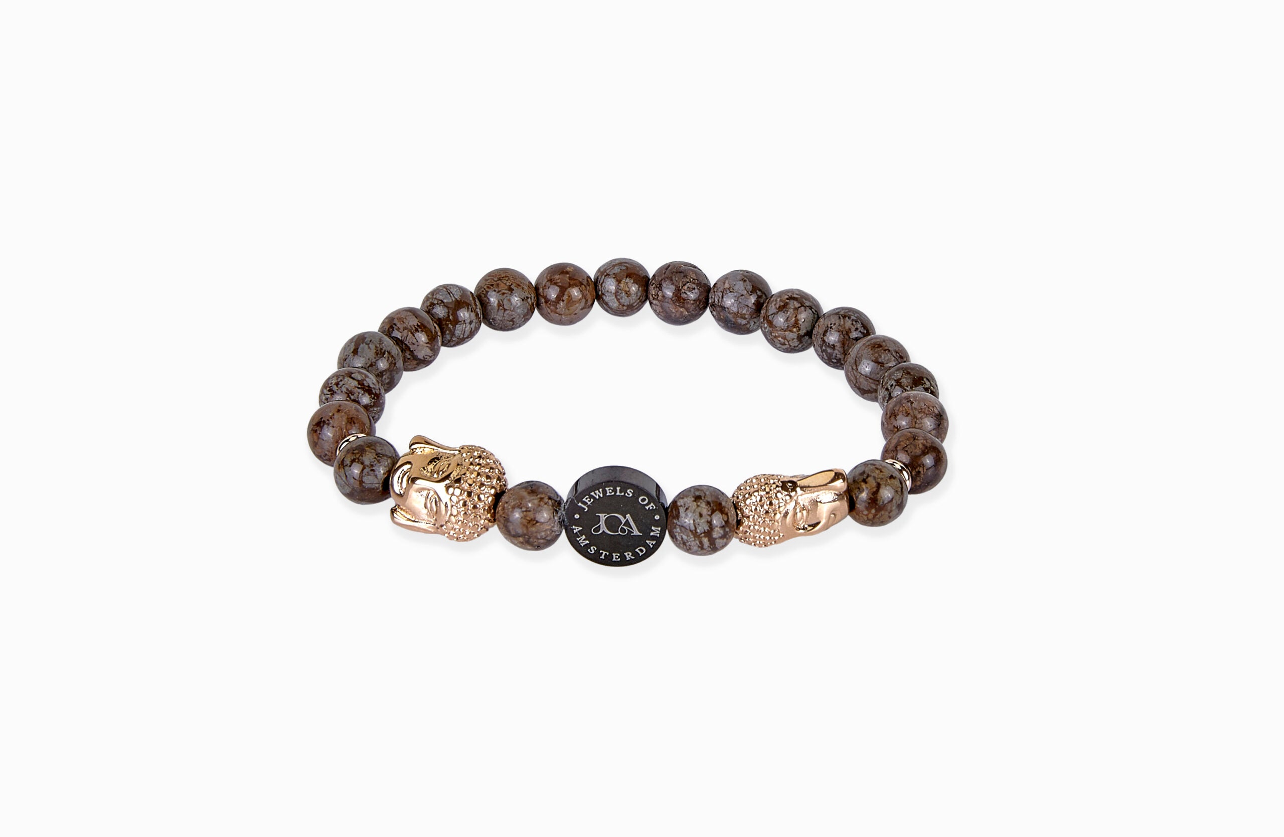 obsidiaan edelsteen armband met rose goud boeddha