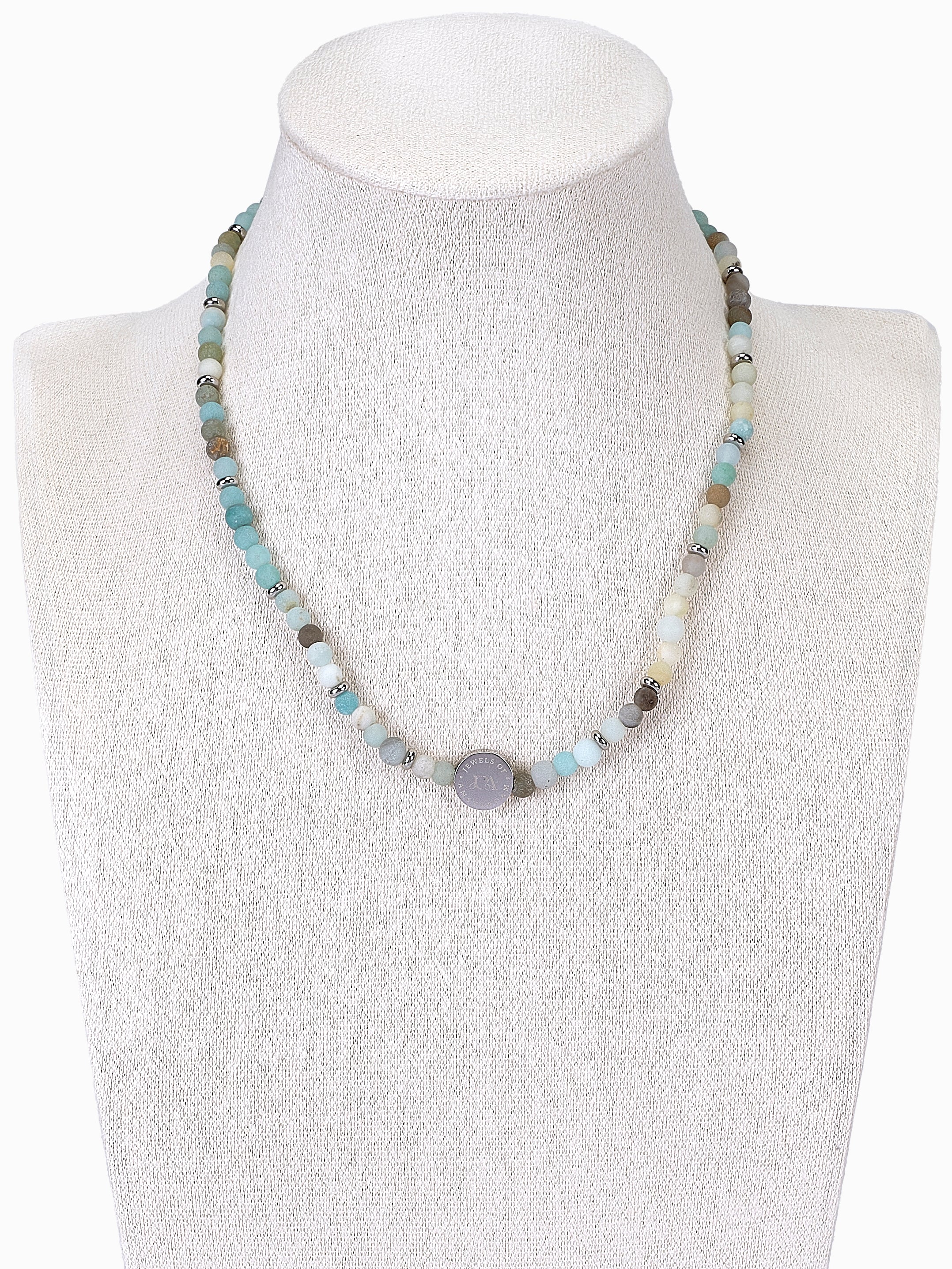 Chocker amazoniet edelsteen dames ketting zilver