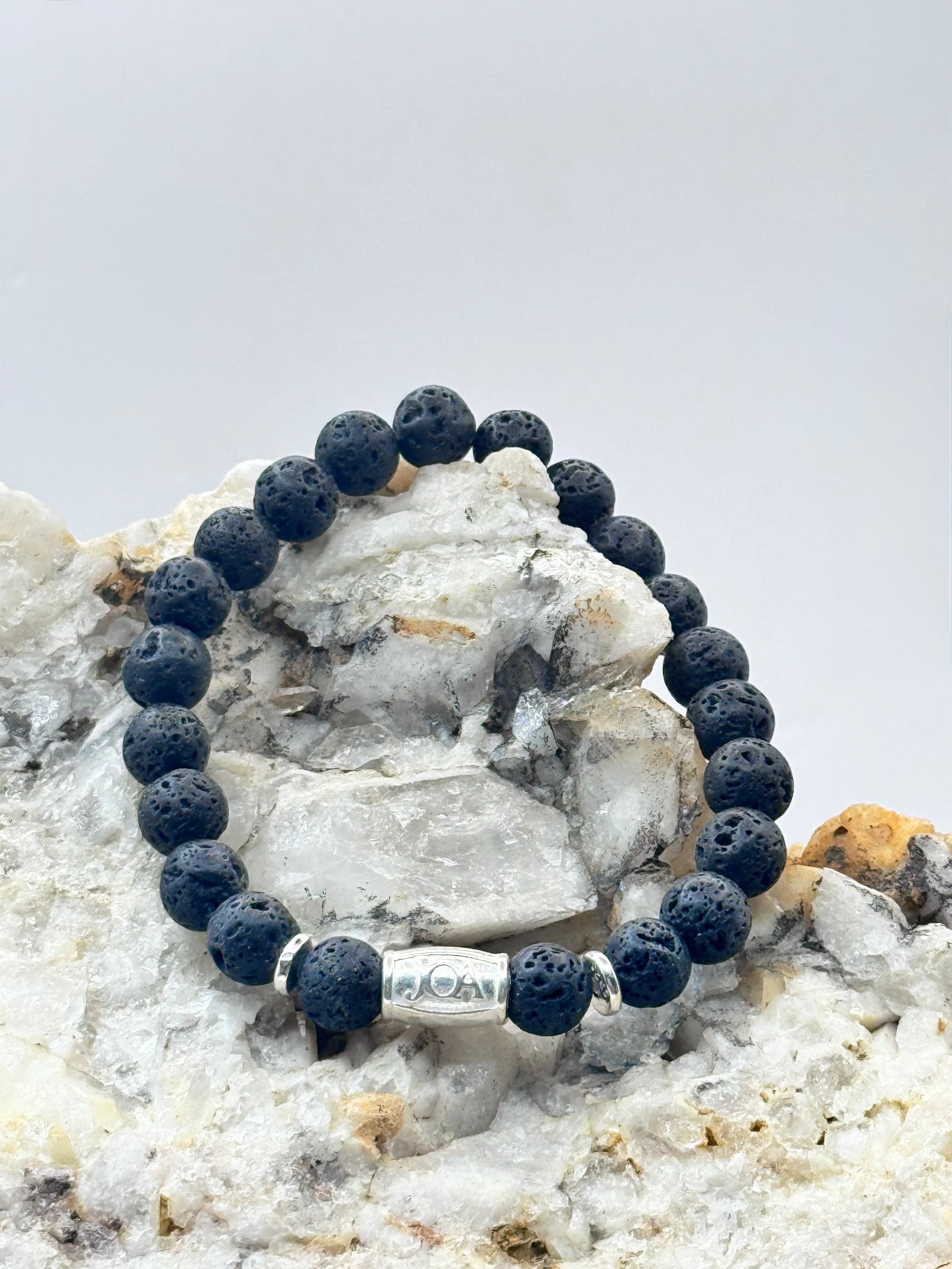 925 sterling zilveren armband met lavasteen