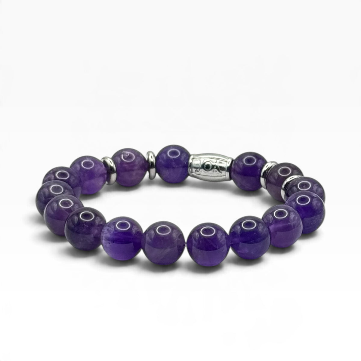 Amethist armband 10 mm zilver