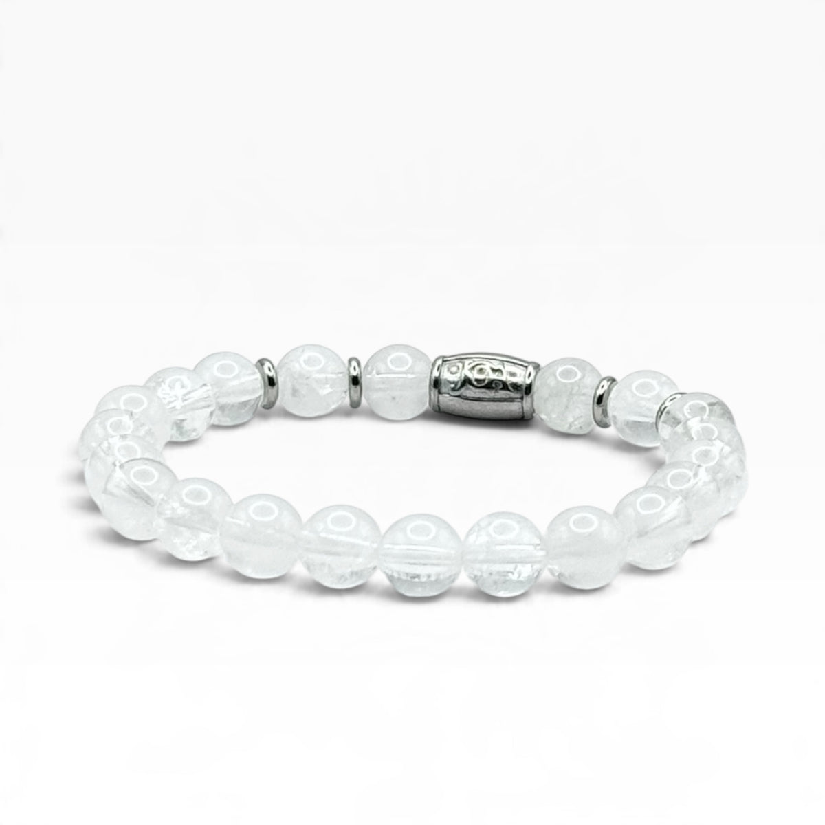 Bergkristal armband 8mm zilver