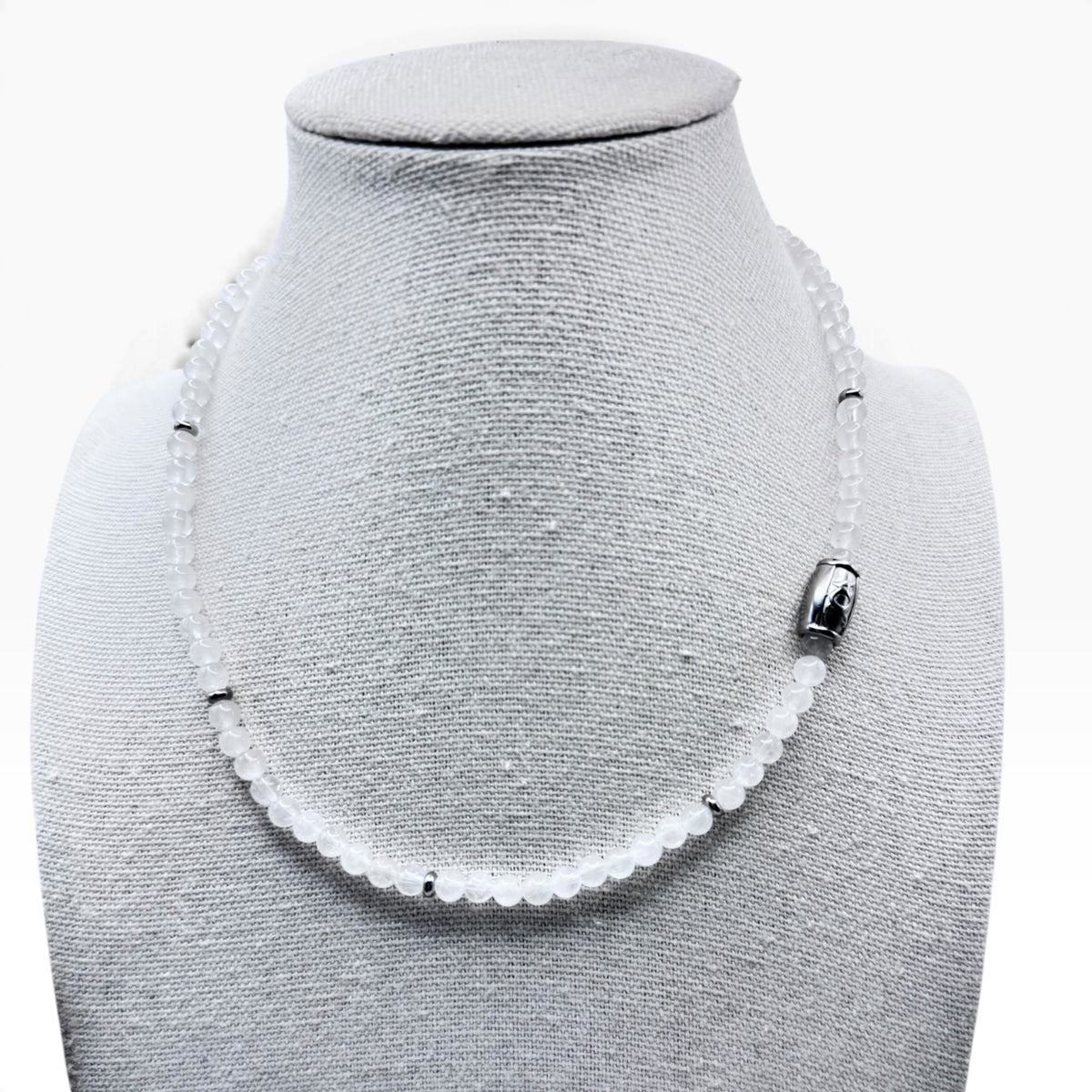 Bergkristal ketting 4mm zilver