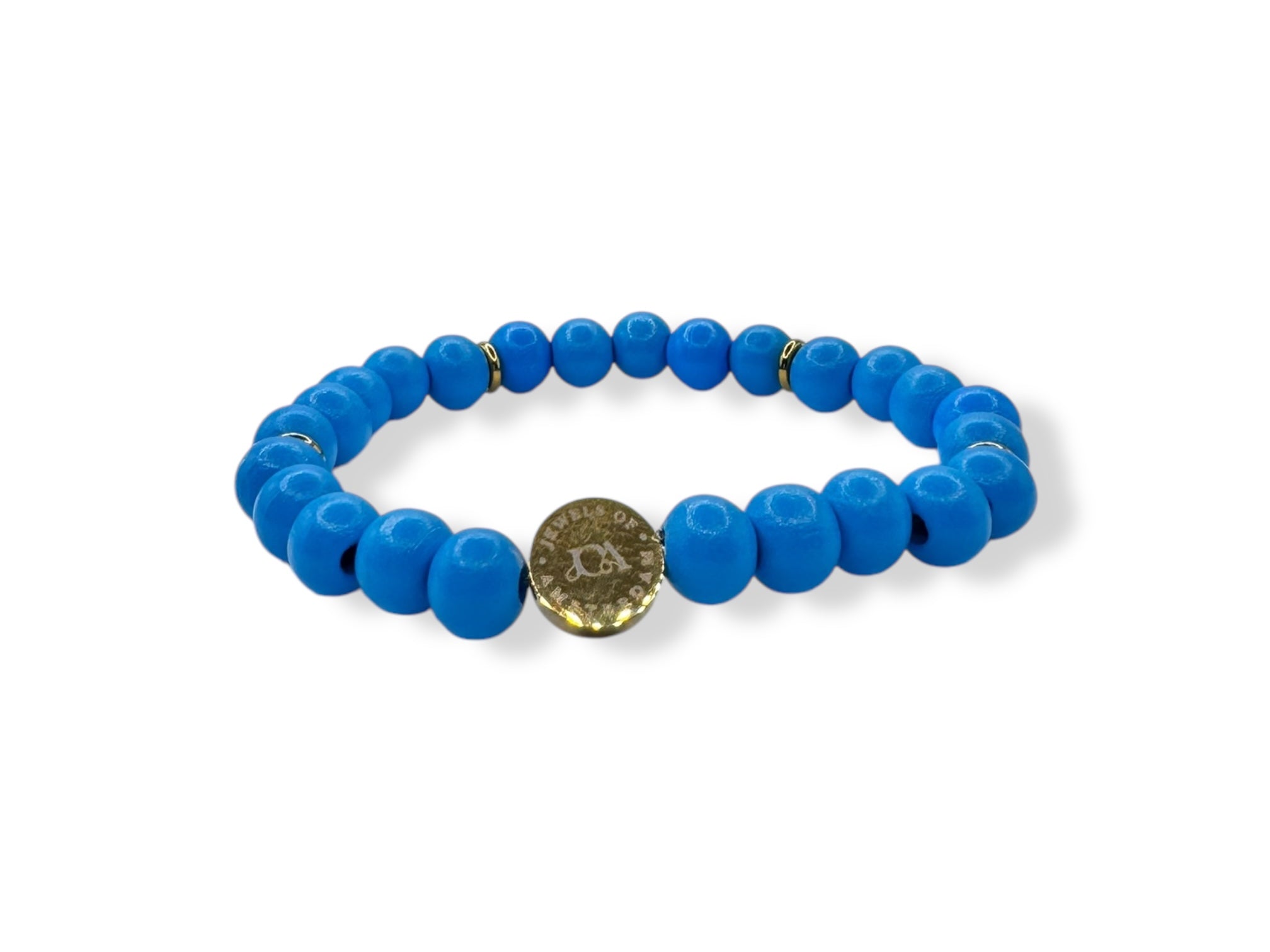 Dames gekleurde houten armband blauw