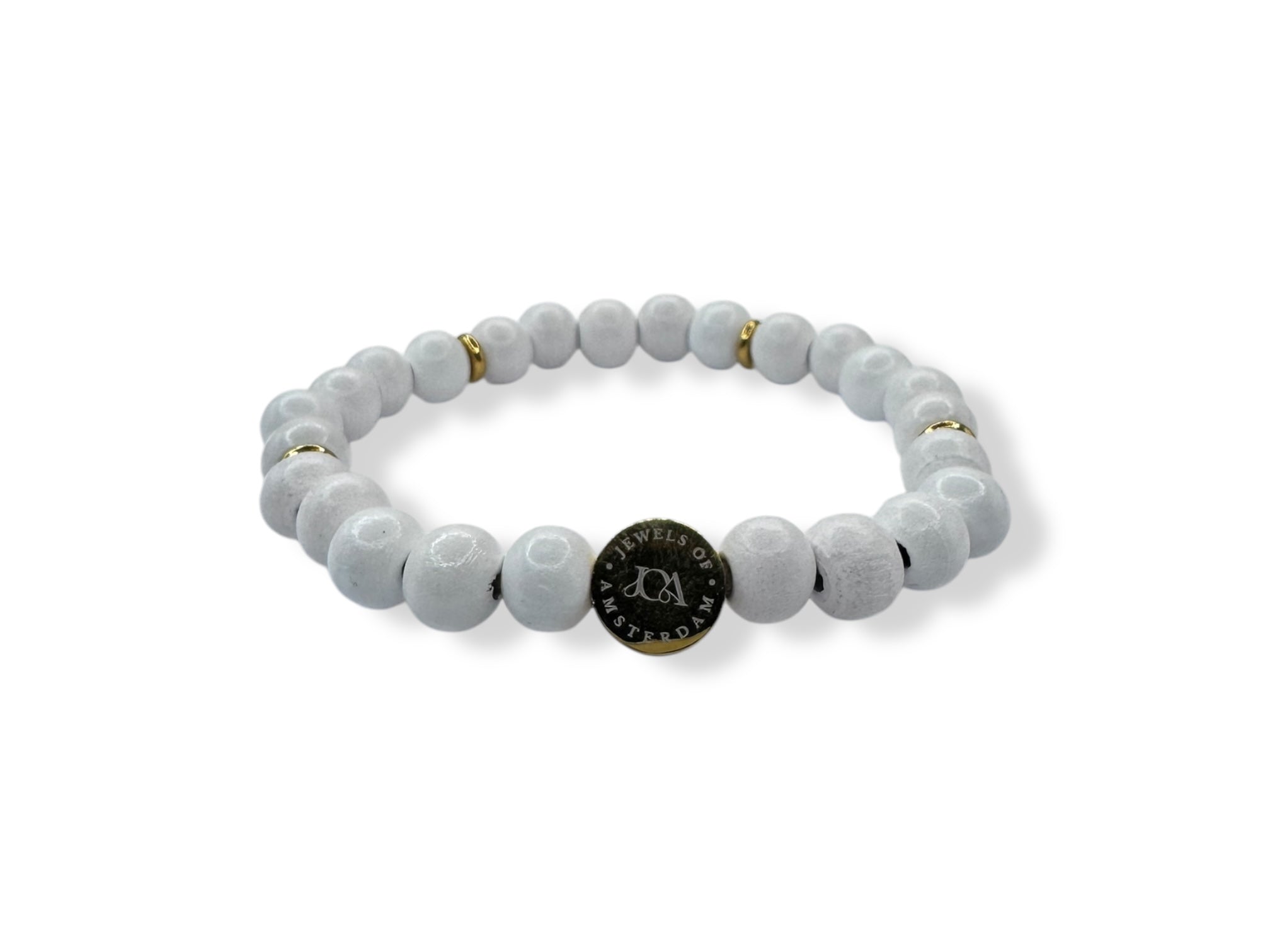 Dames gekleurde houten armband wit
