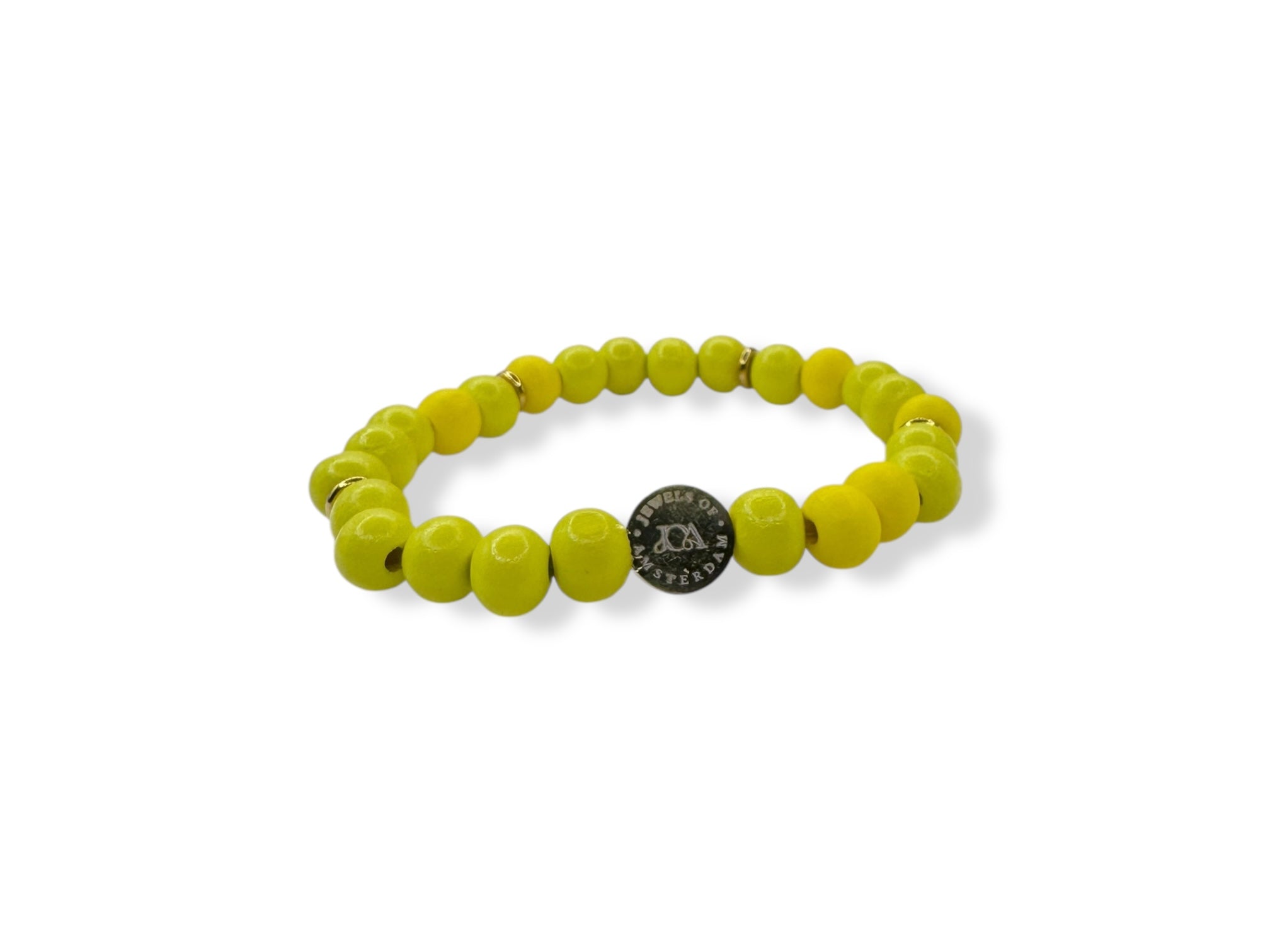 Dames gekleurde houten armband geel